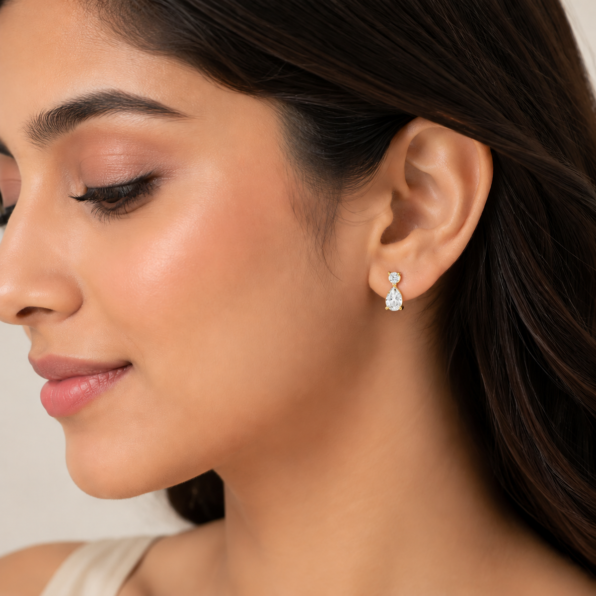 Elara Duo Drop Gold Plated 925 Sterling Silver Studs
