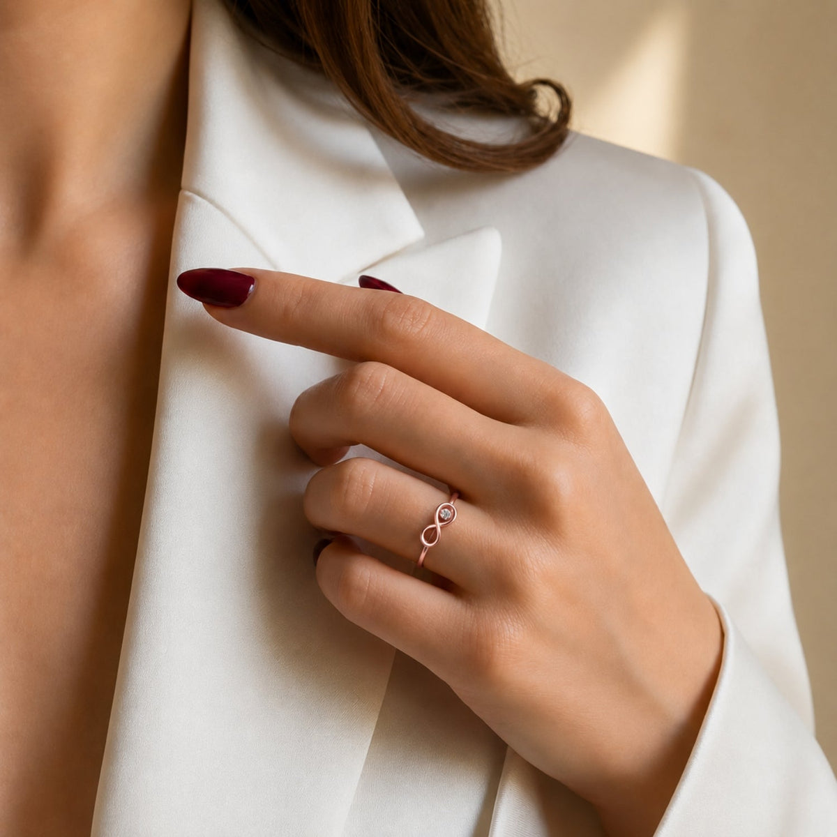 Infinity Loop Solitaire Rose Gold Plated Ring