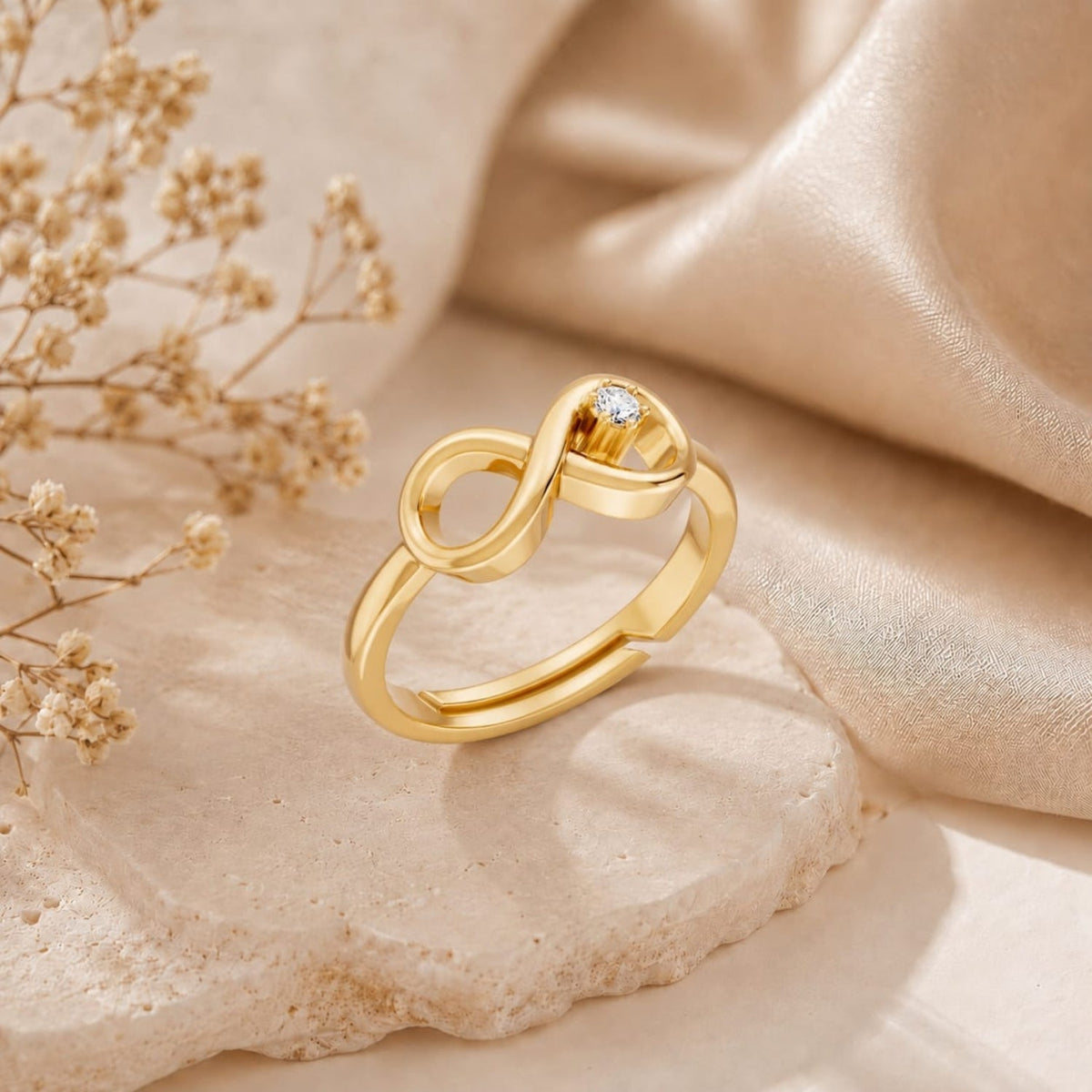 Infinity Loop Solitaire Gold Plated Ring