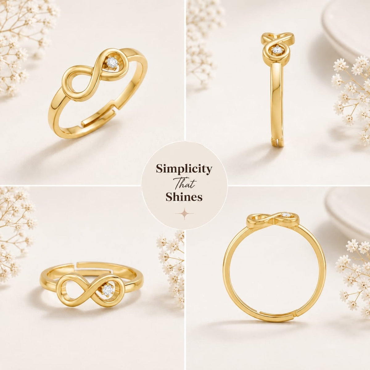 Infinity Loop Solitaire Gold Plated Ring