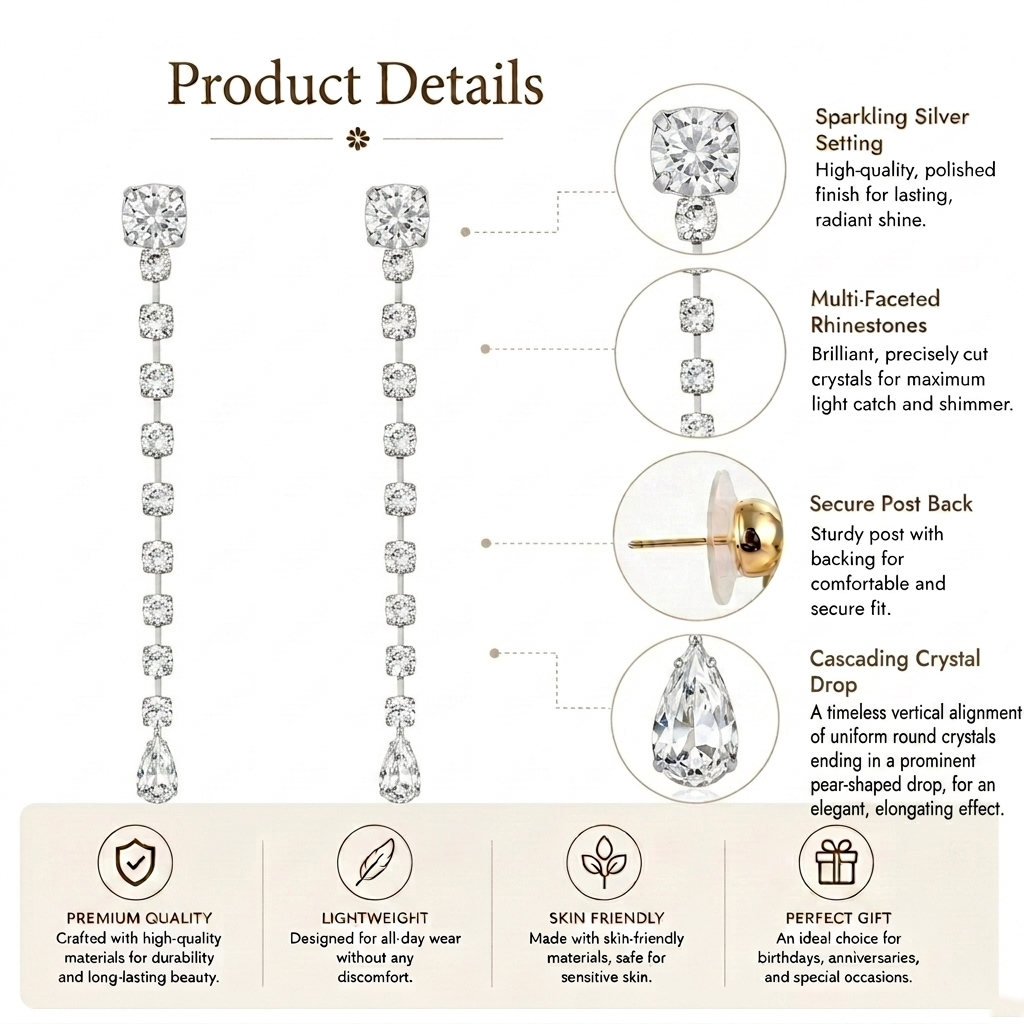 Crystal Teardrop Dangle Earrings for Women