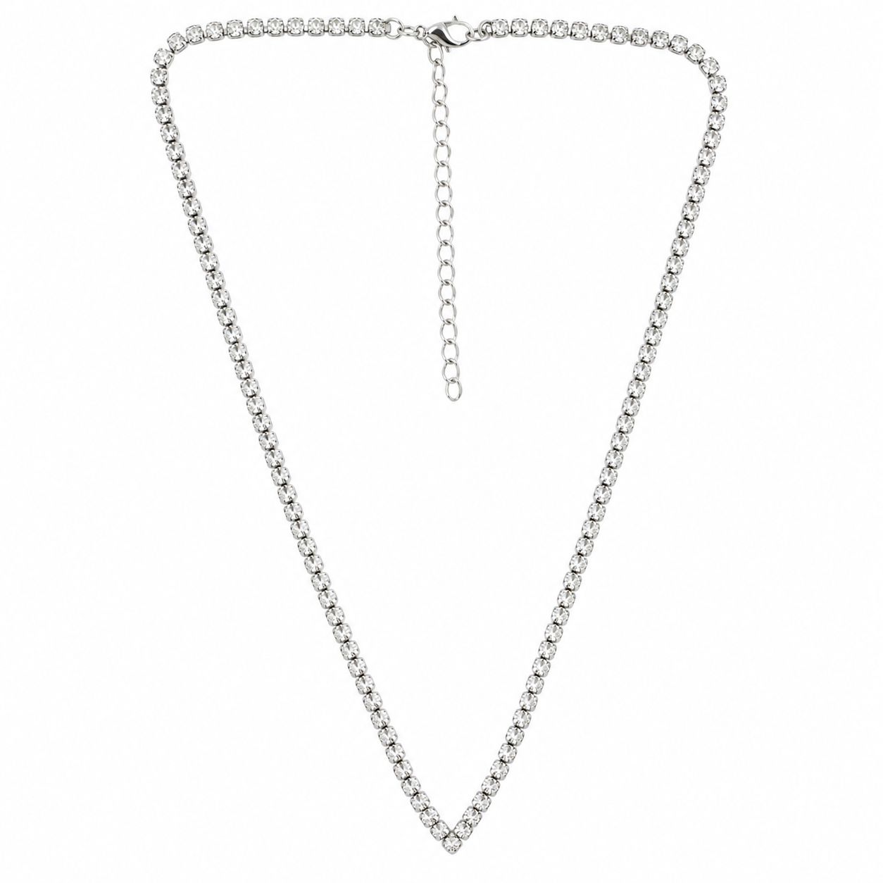 Silver Tone Tennis Necklace for Women