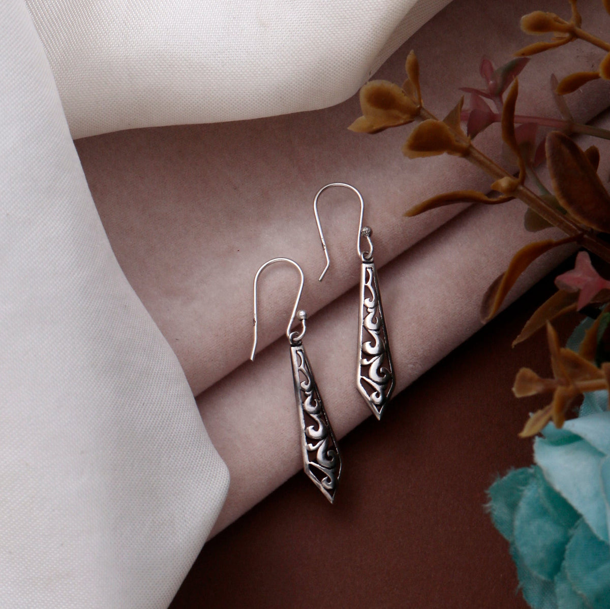 925 Sterling Silver Statement Earrings for Women | Textured Boho Chic Artisan Gift