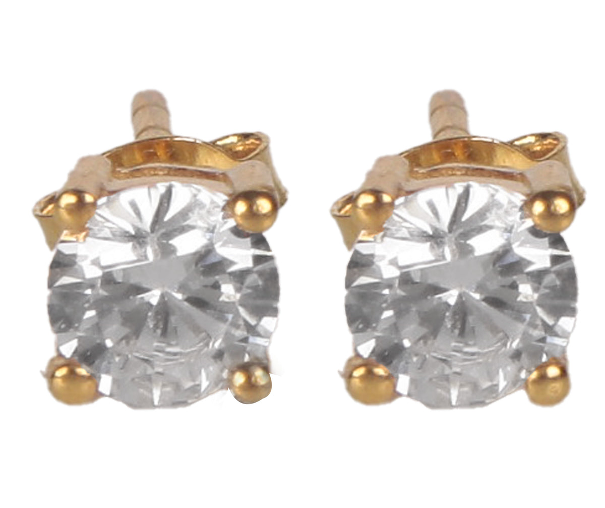 925 Sterling Silver Gold Plated  AD Zircon Stud| Authentic Silver Jewelry | Handcrafted Elegant Gift