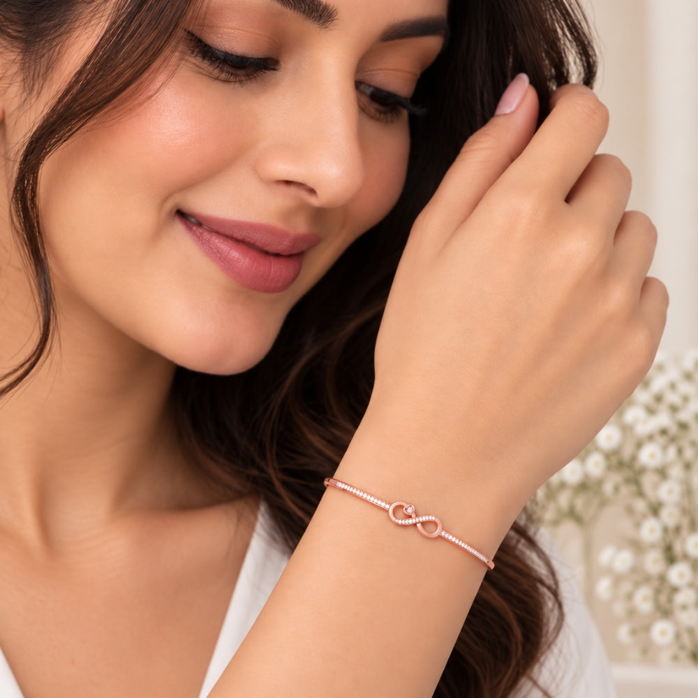 Infinite Promise Rose Gold Plated 925 Sterling Silver Infinity Bracelet