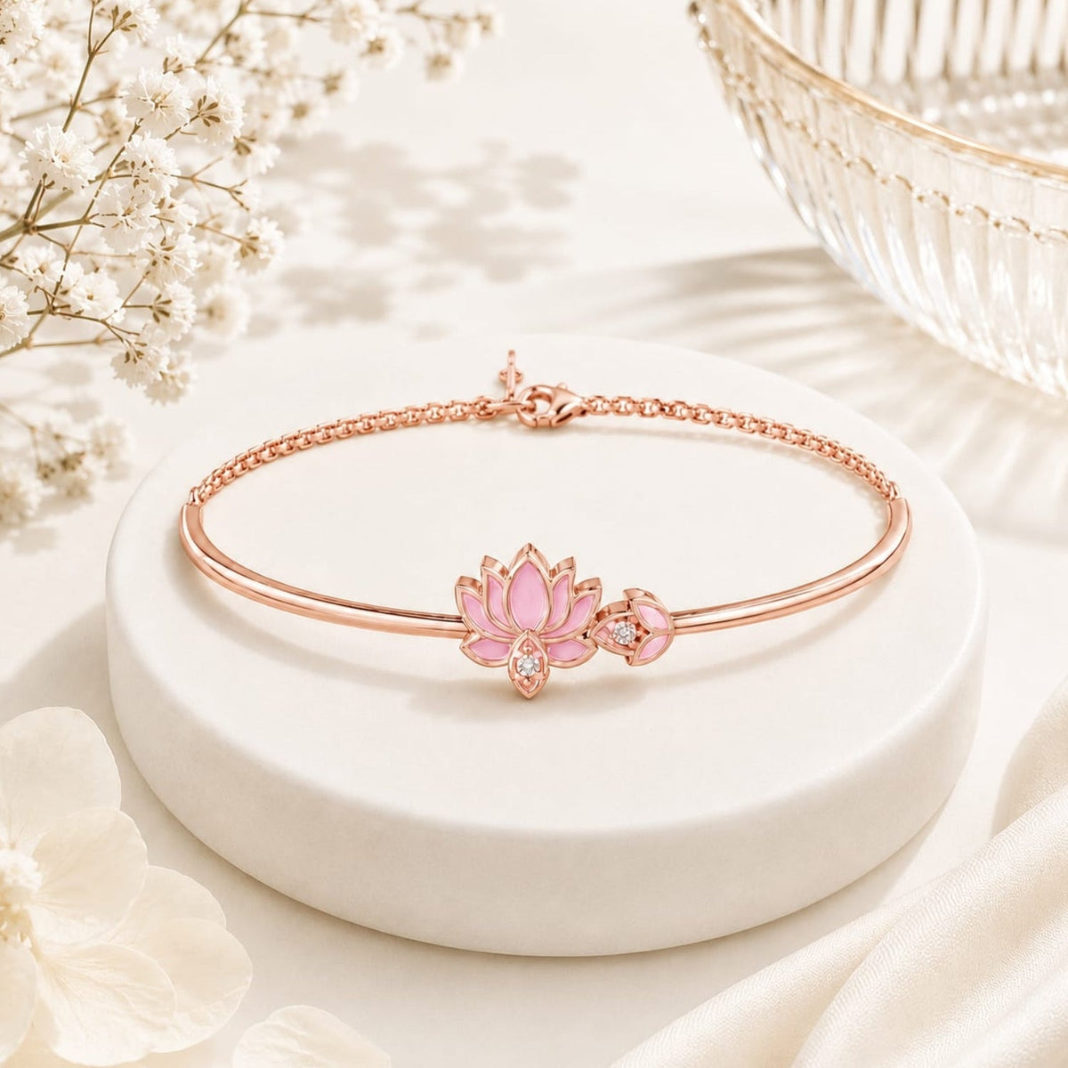 Blush Lotus Rose Gold Plated 925 Sterling Silver Bracelet