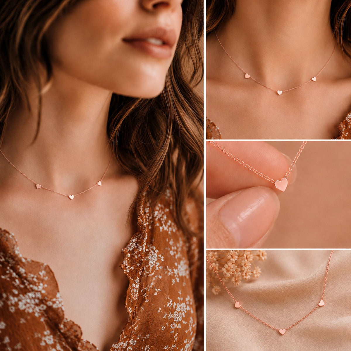 Love Notes Triple Heart Rose Gold Plated Necklace