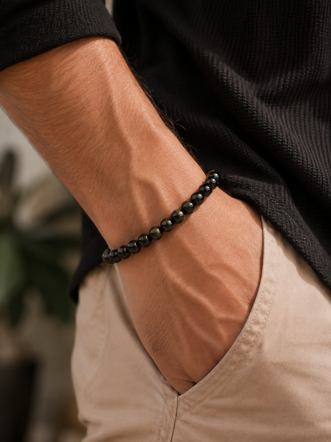 Natural Black Obsidian 8mm Bracelet