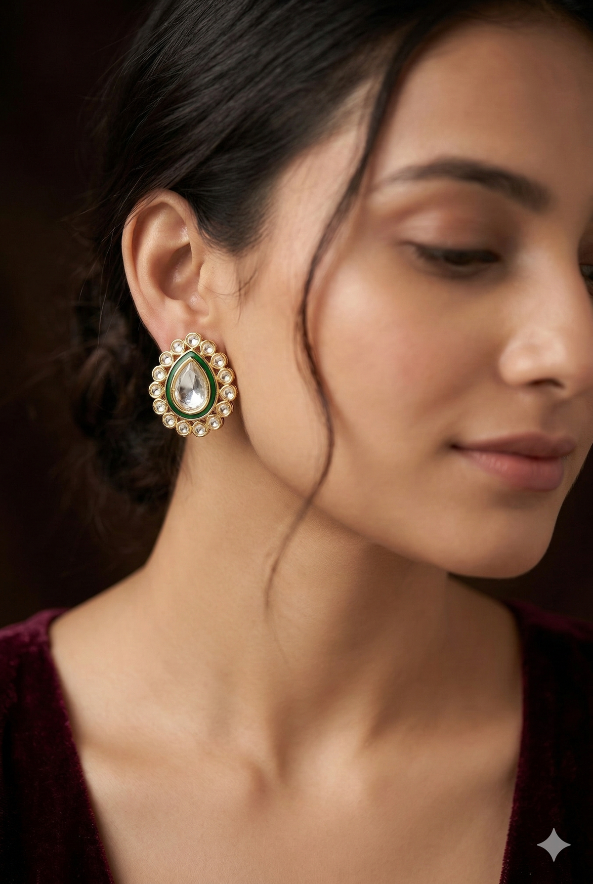 Meira Teardrop Polki Studs