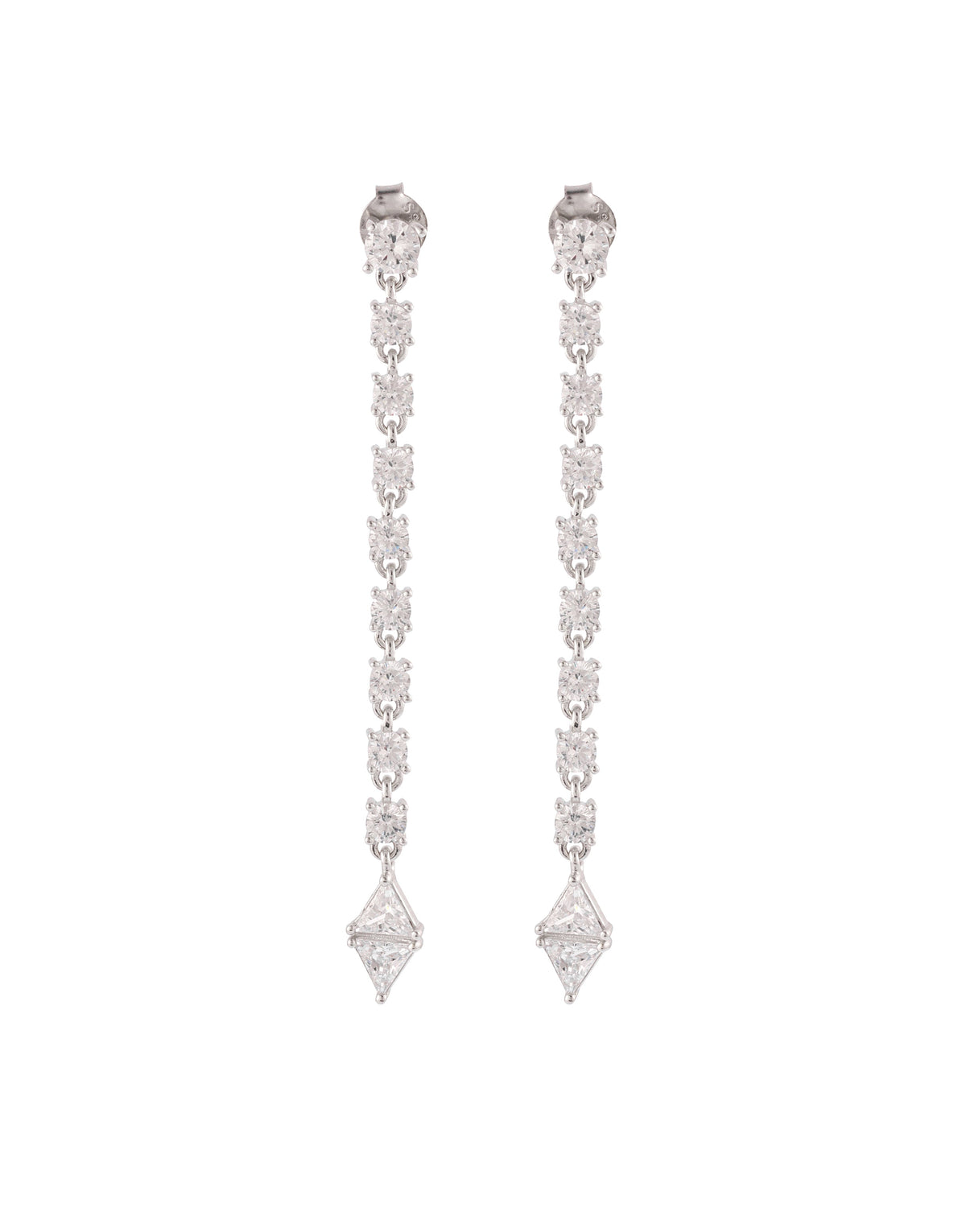 white crystal sterling silver dangler earrings elegant design