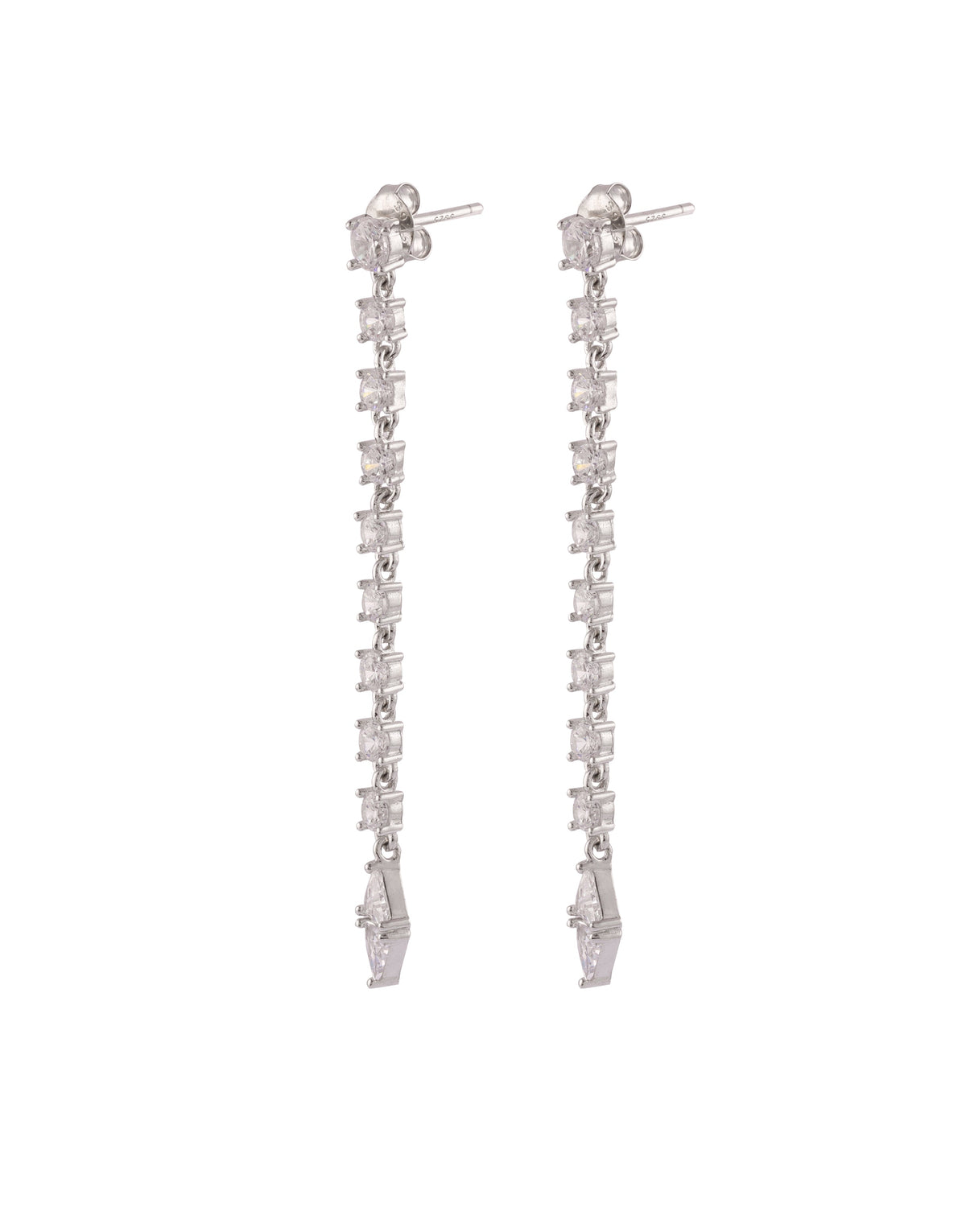 white crystal sterling silver dangler earrings elegant design