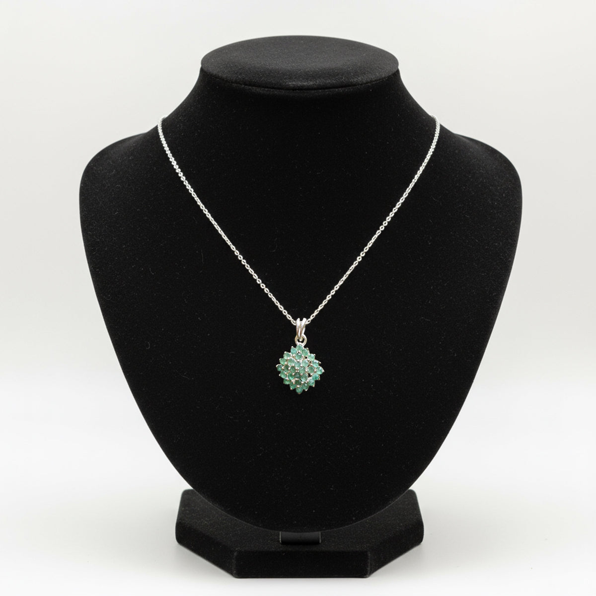 925 Sterling Silver Emerald Pendant Necklace for Women with 18" Chain | Handmade Minimalist Jewelry | Unique Healing Crystal Design | Size 2.1x1.4 cm | One Piece