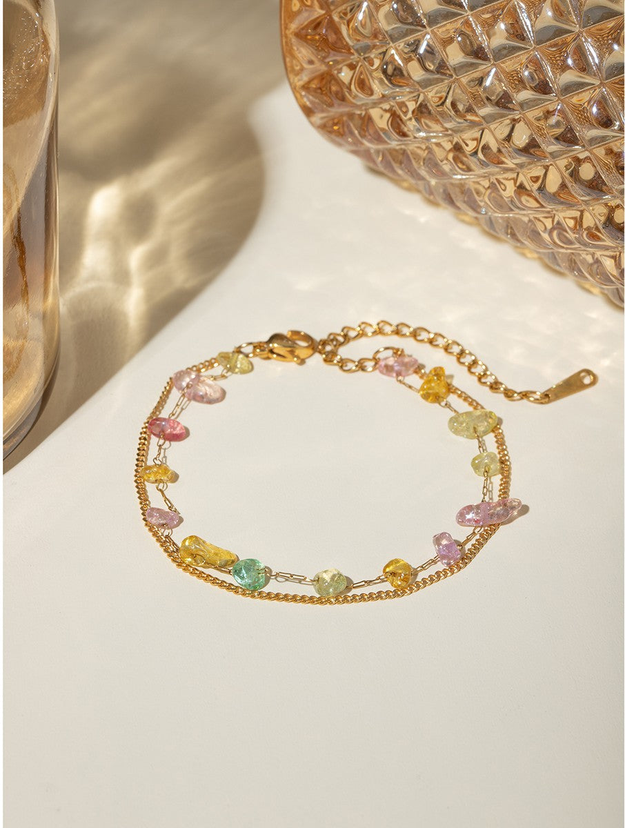 18k gold-plated Vivara dainty drop earrings �? playful multicolour stones drops, anti-tarnish and waterproof for festive and everyday wear.