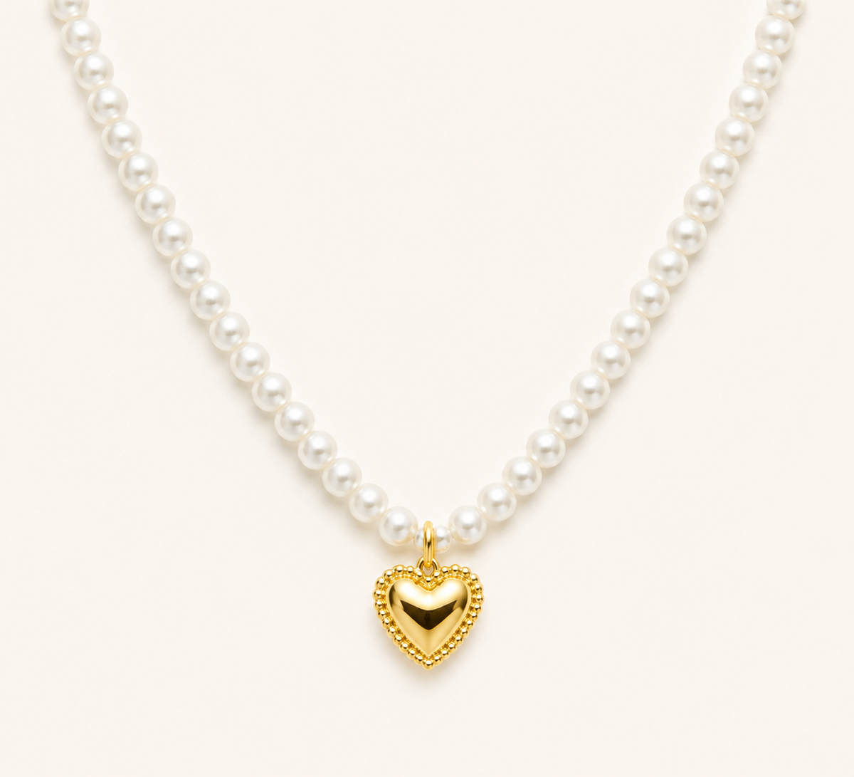 Pearl Heart Beaded Necklace