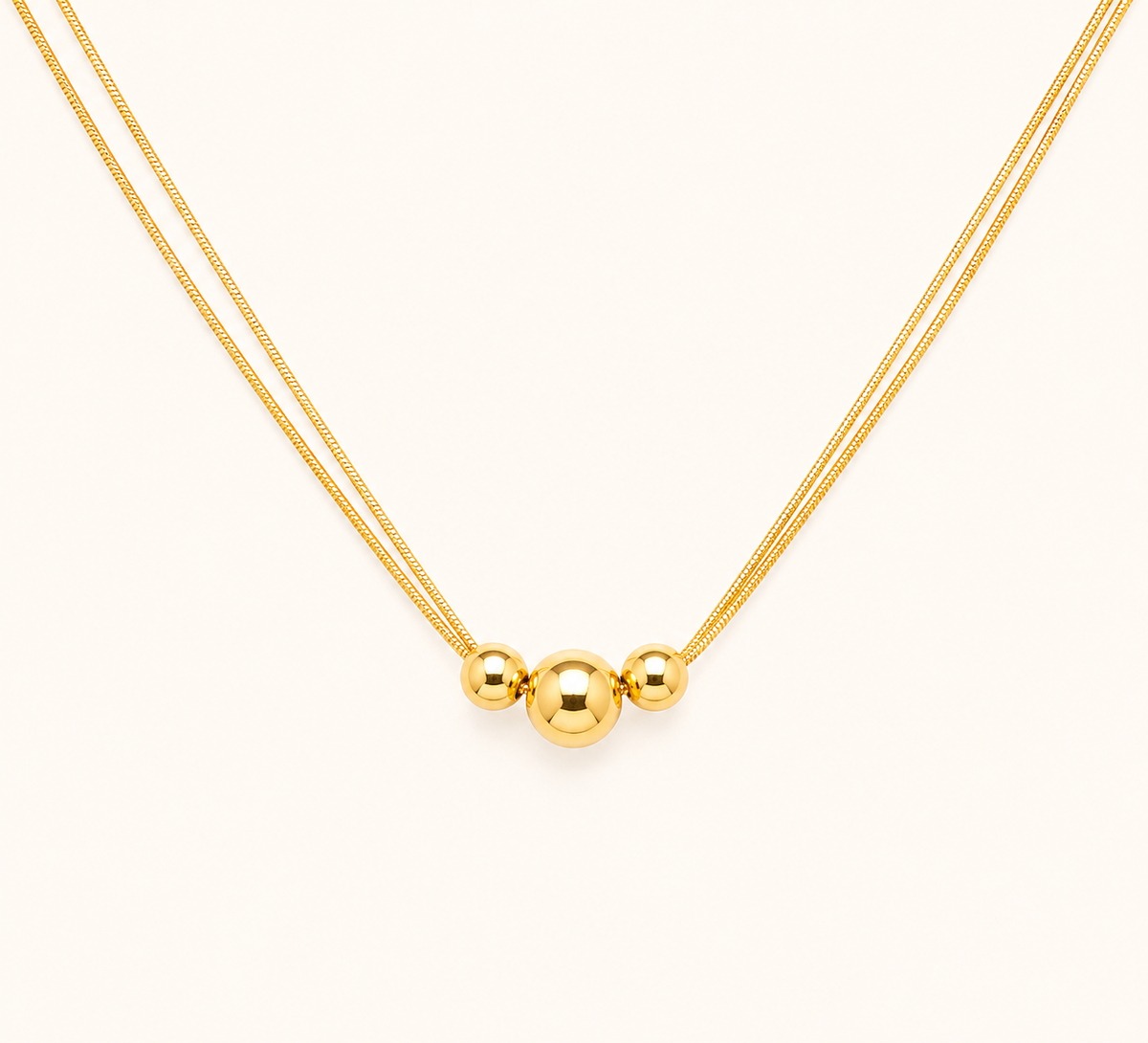 Triple Ball Double-Layer Necklace