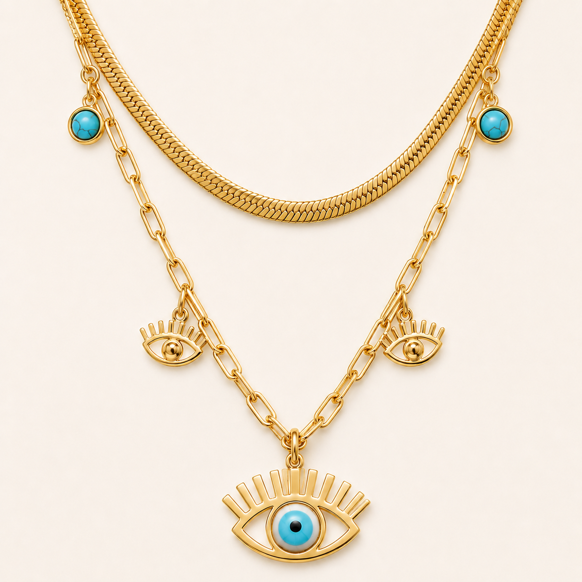 Mystic Eye Dual Chain Necklace