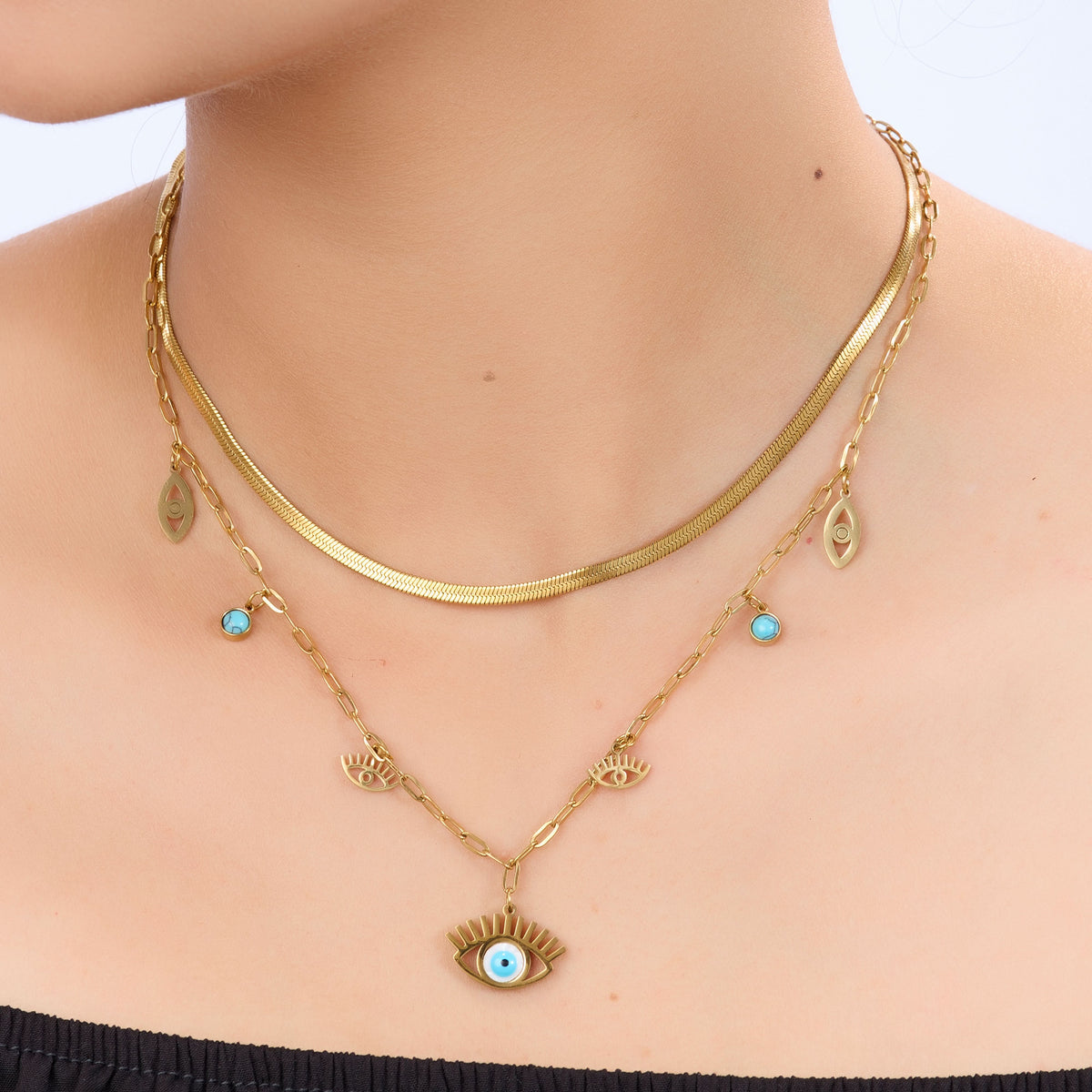 Mystic Eye Dual Chain Necklace