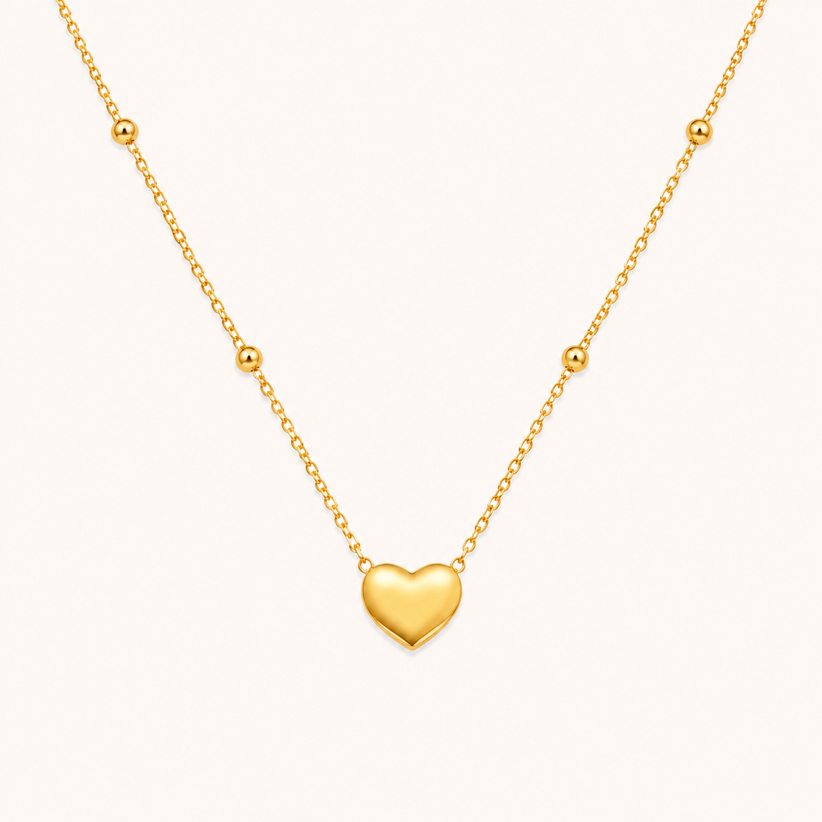 Romantic Heart Gold Finish Necklace