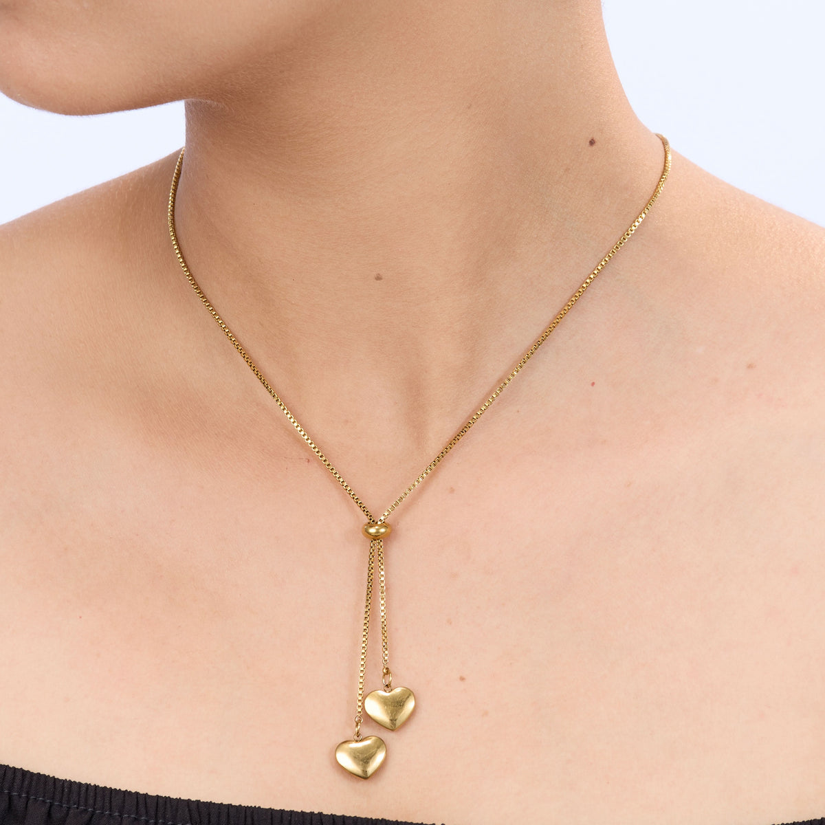 Romantic Heart Gold Finish Necklace