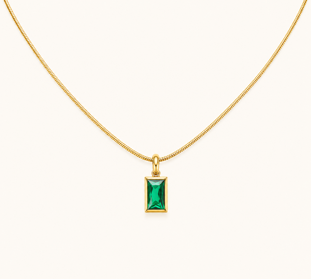 Luxury Rectangle Crystal Gold Necklace