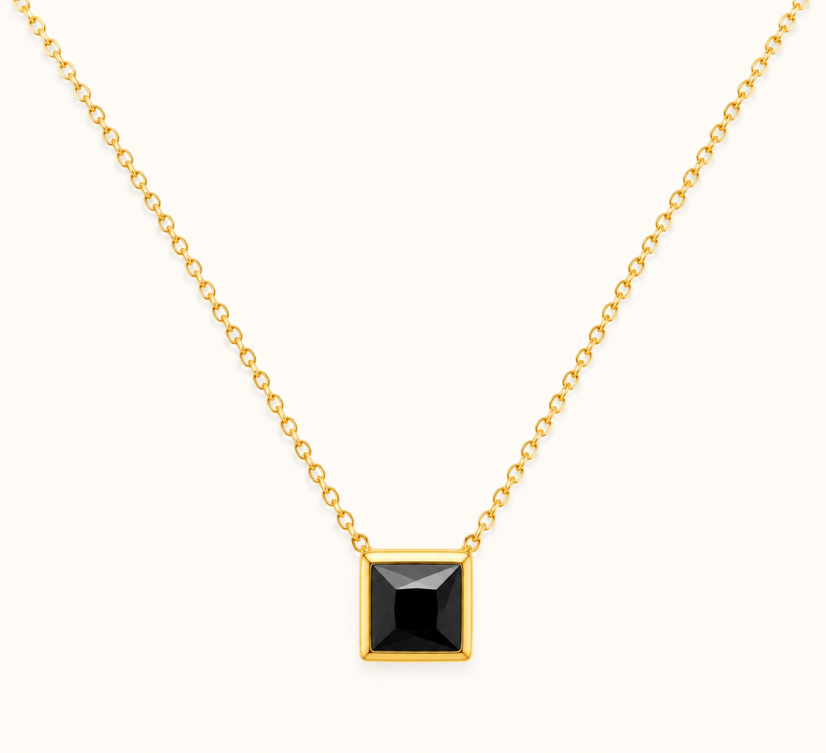 Midnight Square Gold Pendant Necklace