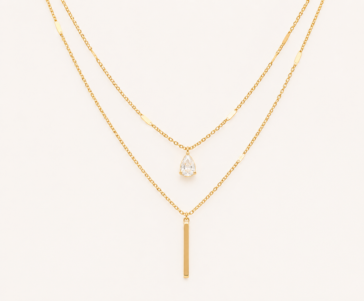 Layered Crystal Drop Necklace