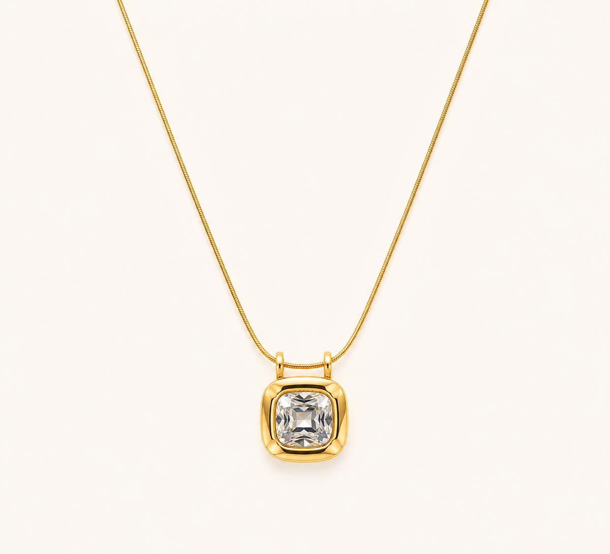 Vintage Square Gold Pendant Necklace