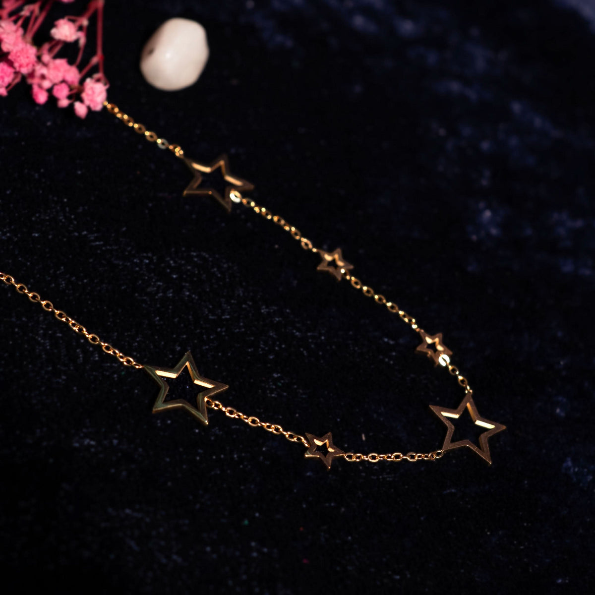 Golden Starfall Station Necklace