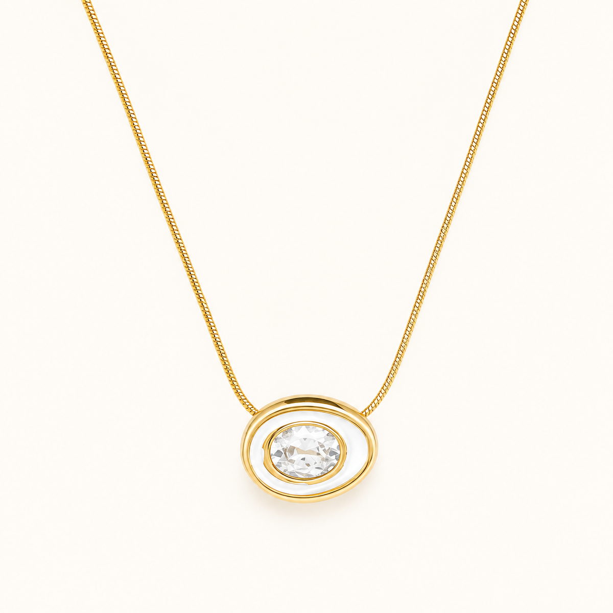 Oval Zircon Luxe Sweater Necklace