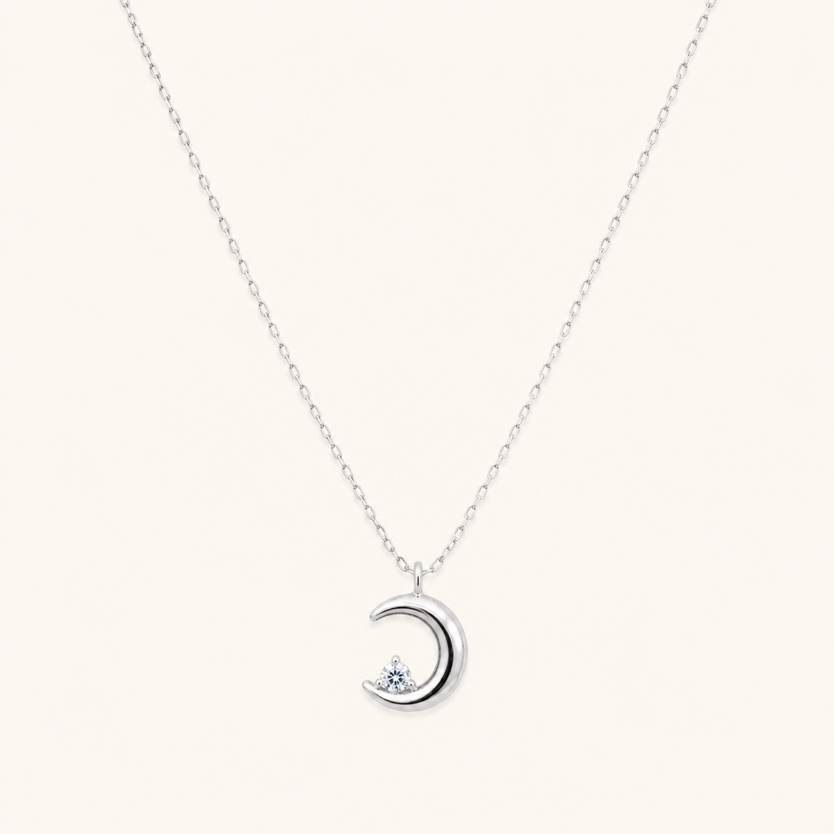 Silver Moon Charm Necklace