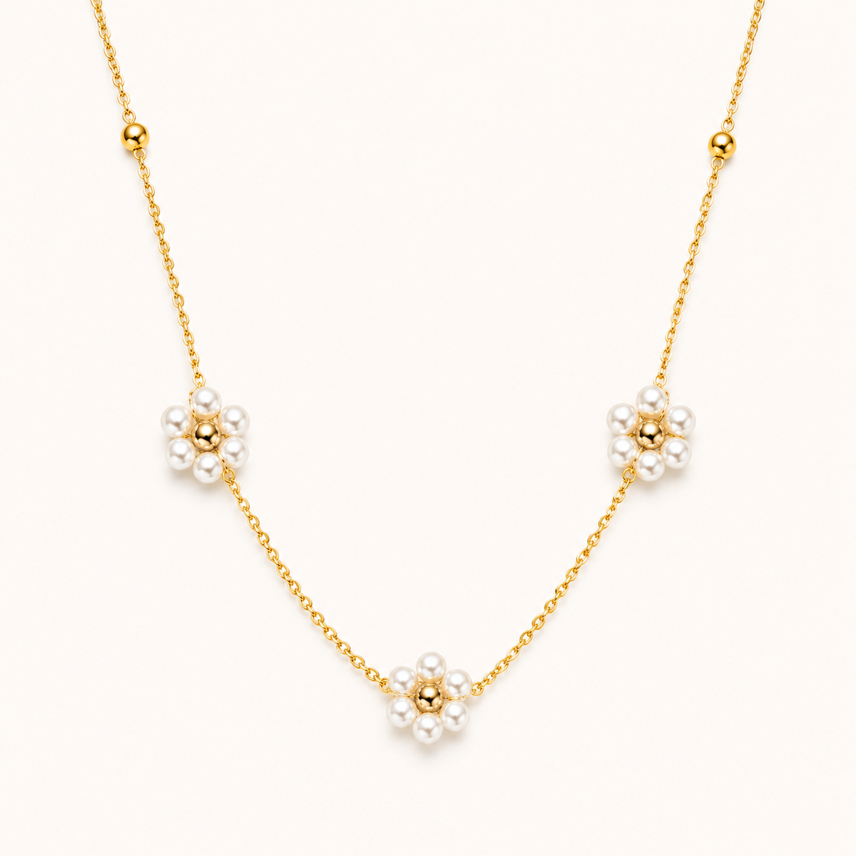 Golden Pearl Blossom Necklace