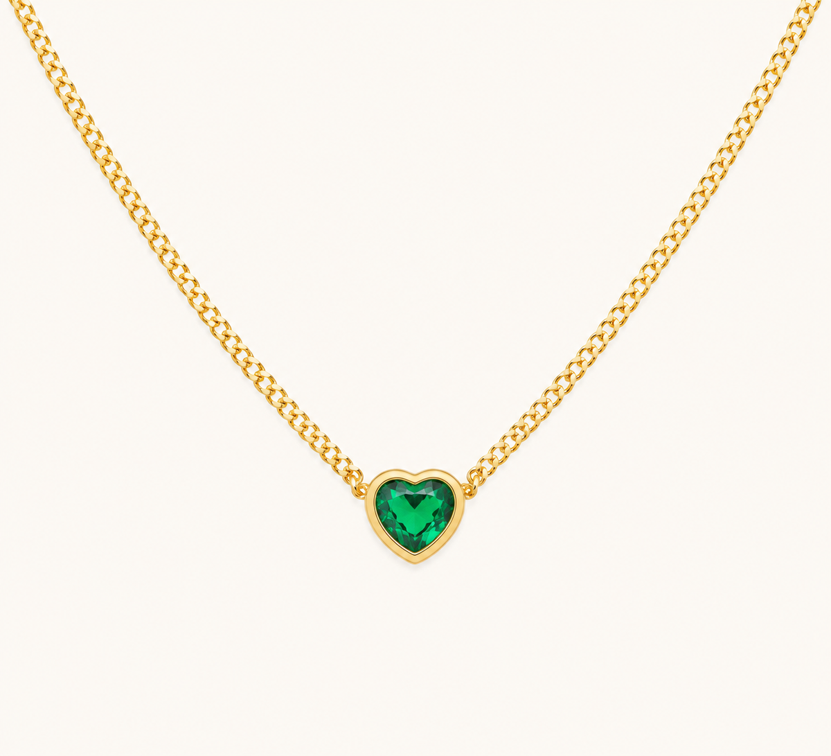 Emerald Glow Heart Pendant Necklace