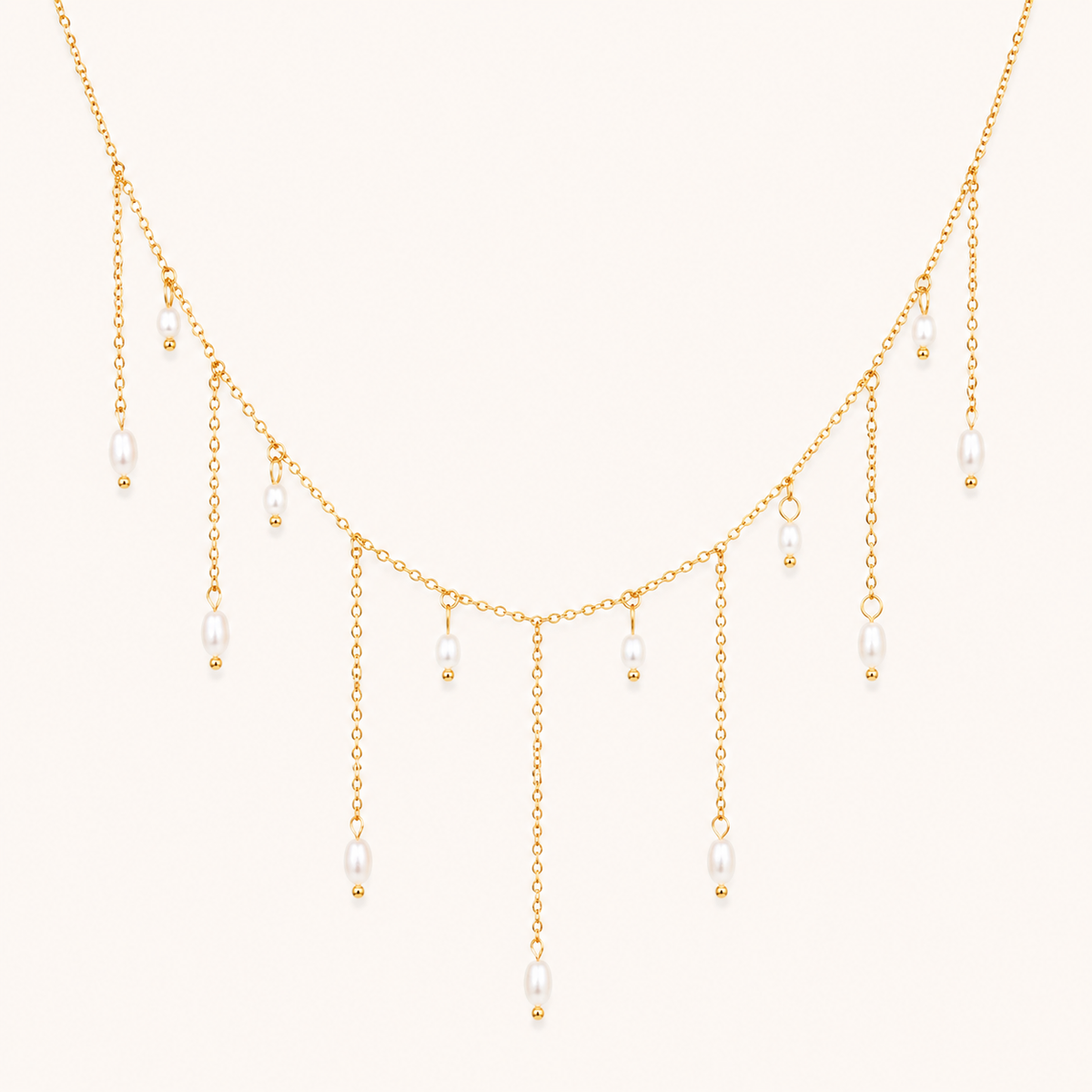 Golden Pearl Cascade Necklace