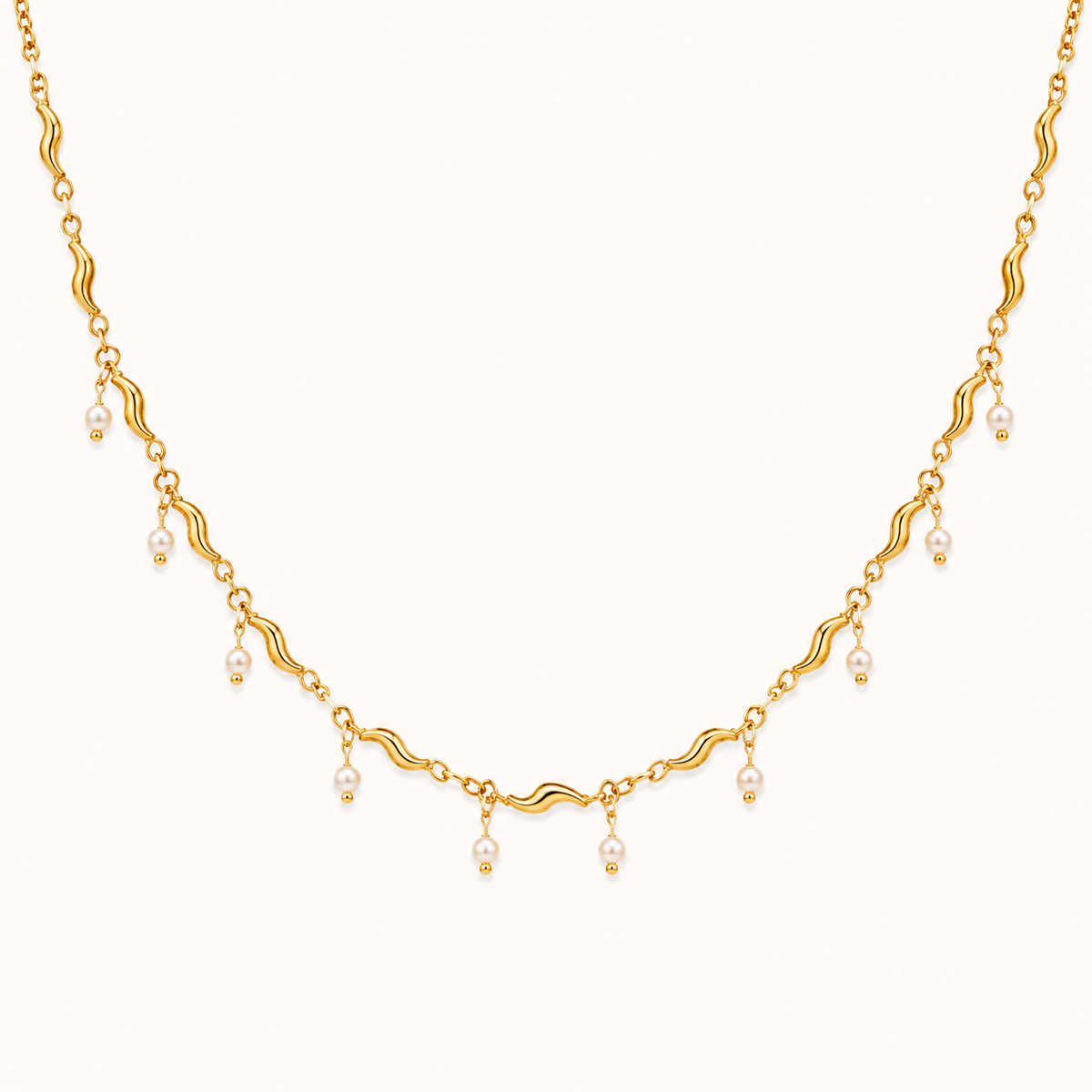 Golden Pearl Drop Necklace