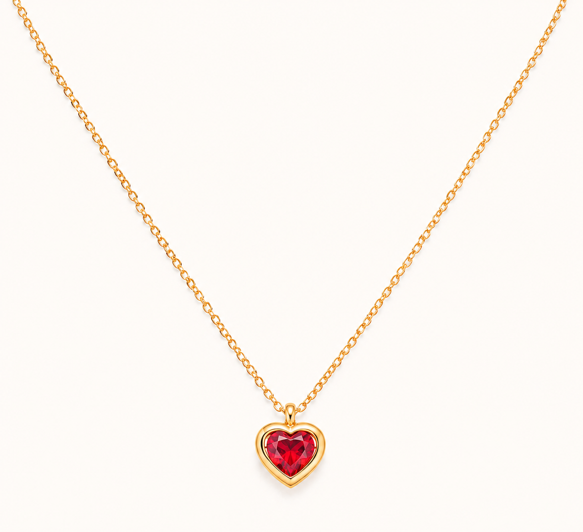 Jacinth Retro Heart Zircon Necklace