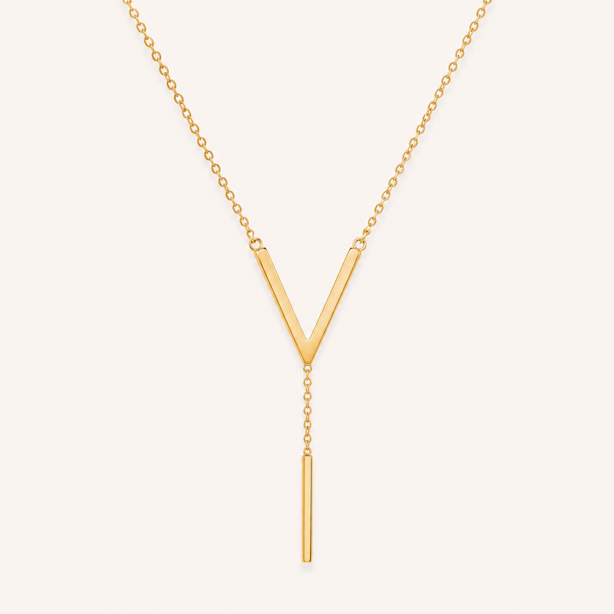 Golden Initial V Letter Necklace