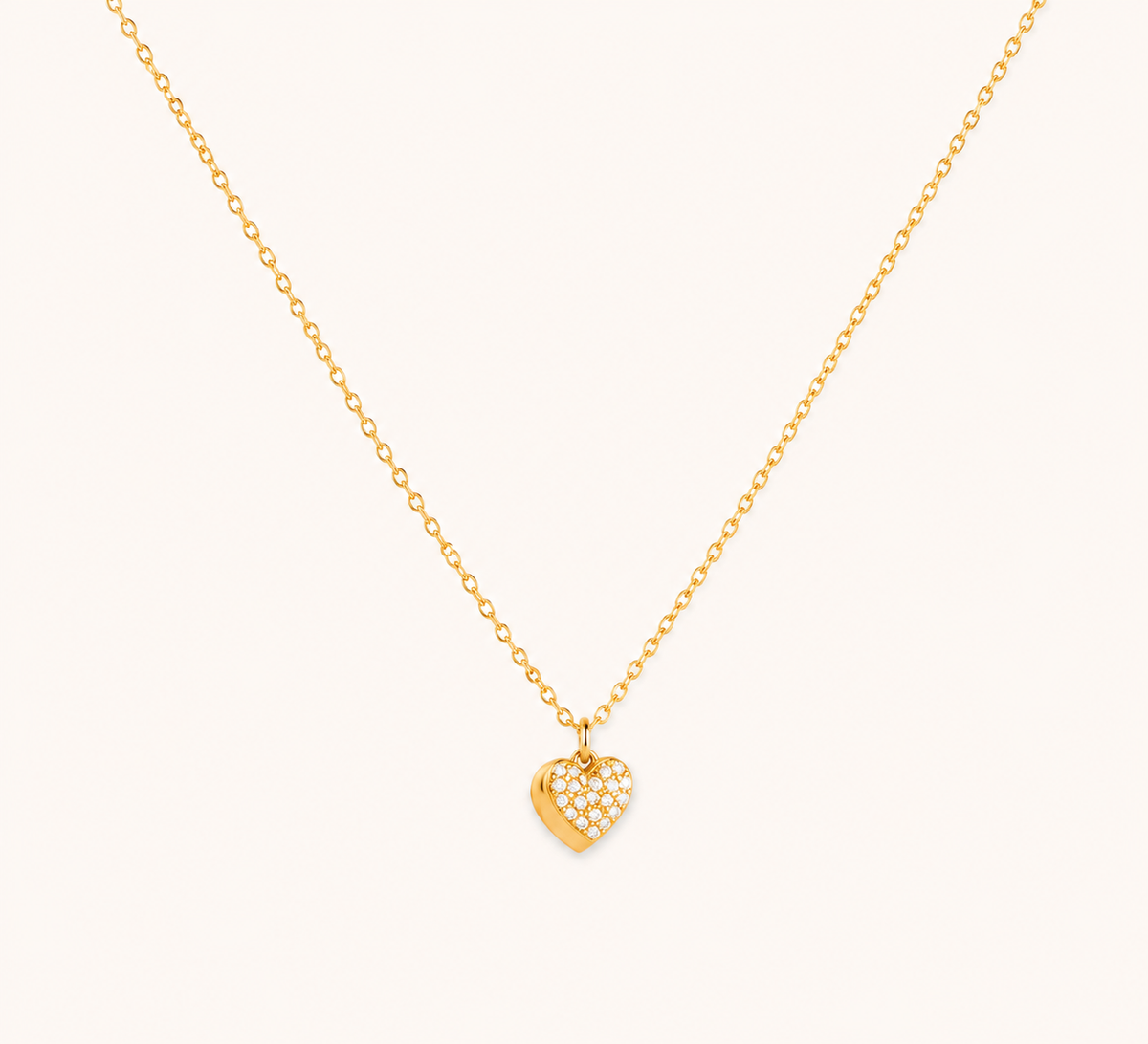 White Gold Finish Glam Heart Necklace