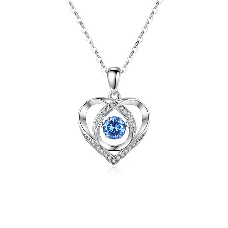Brd Jewelry 925 Sterling Silver Blue Diamond Heart Pendant Necklace For Women And Girls I Gifts For Girlfriend Wife