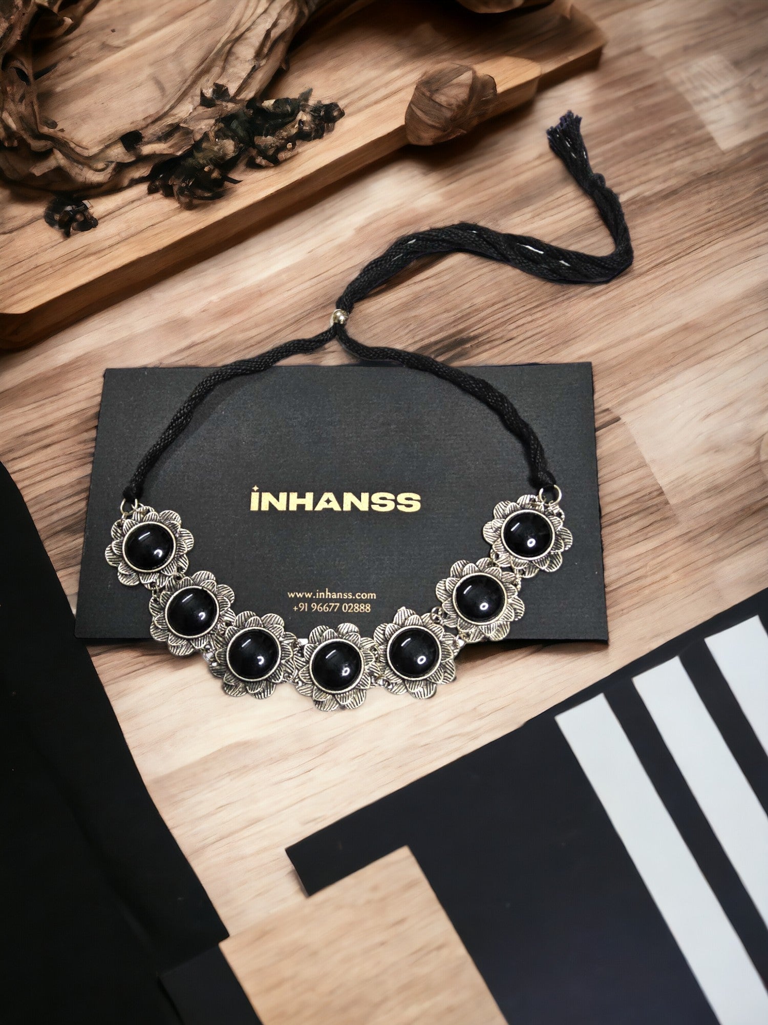 Noir Bloom Choker Necklace -Handmade & Adjustable