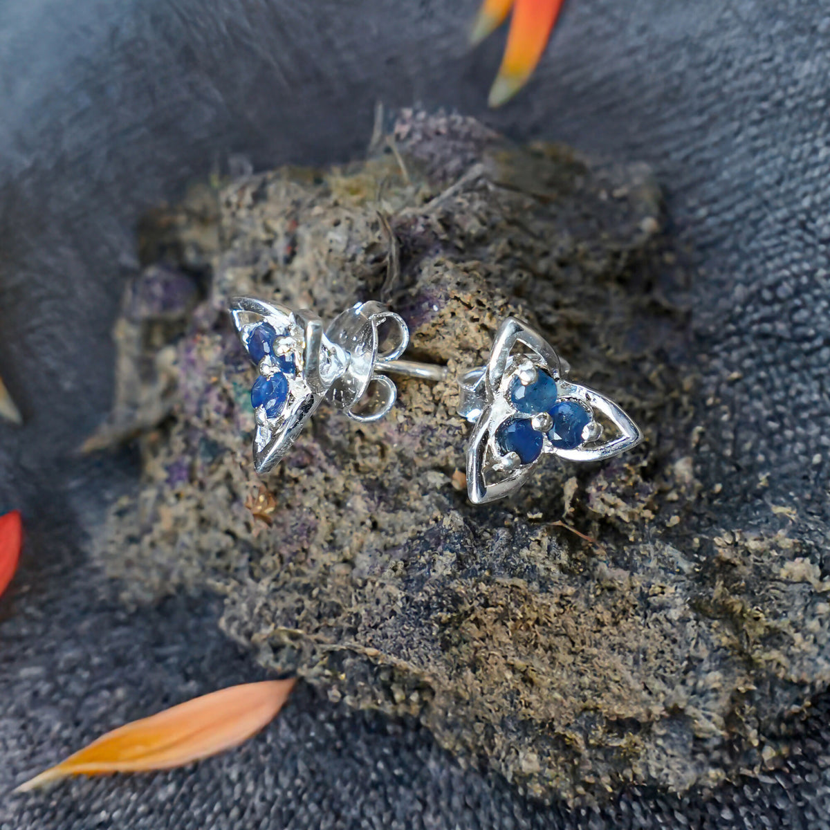 925 Sterling Silver Blue Sapphire Earrings for Women | Deep Blue Gemstone Drop Earrings | High Polish Party Wear Jewelry
