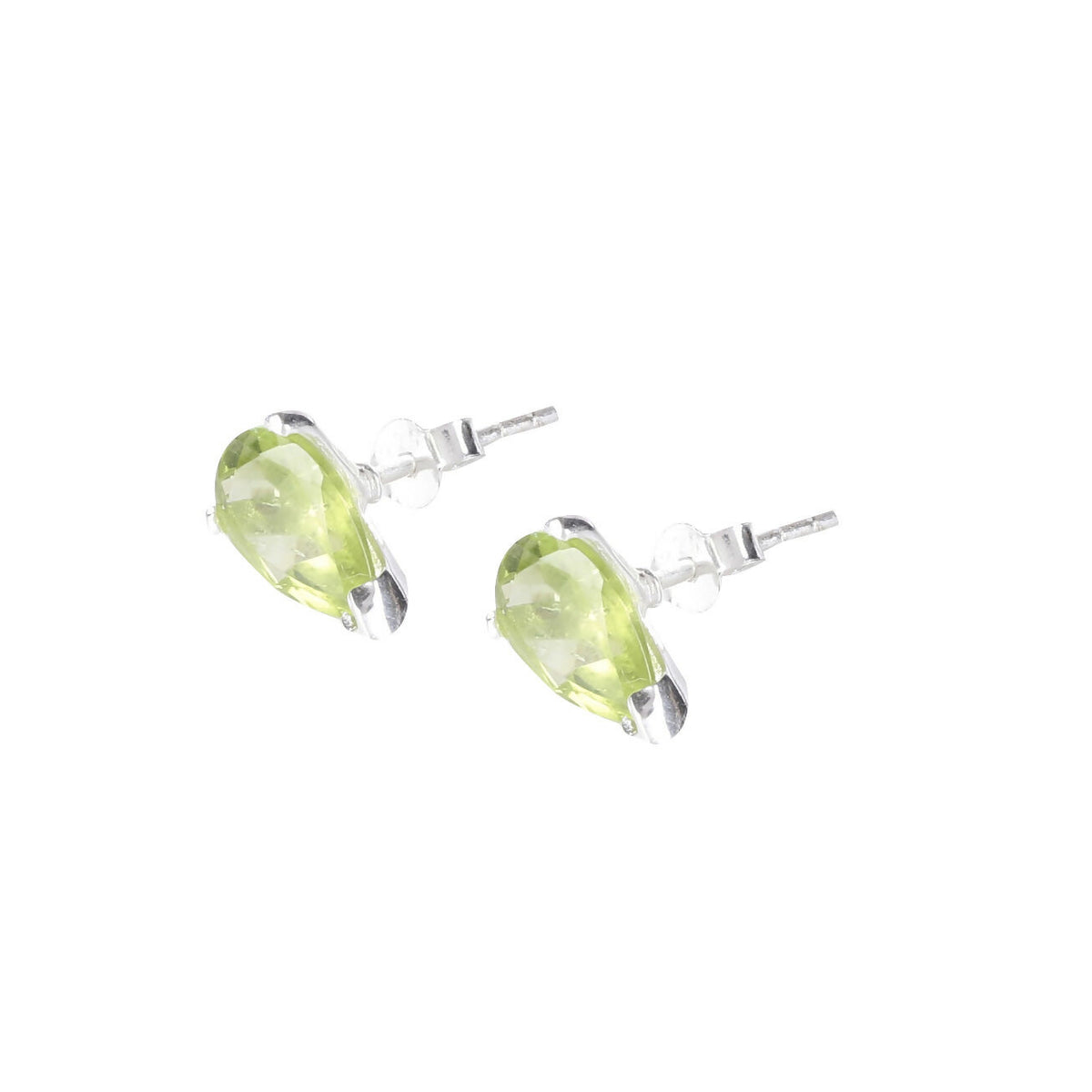 925 Sterling Silver Peridot Eartops for Women | Natural Light Green Gemstone Stud Earrings | Elegant Daily Wear Jewelry