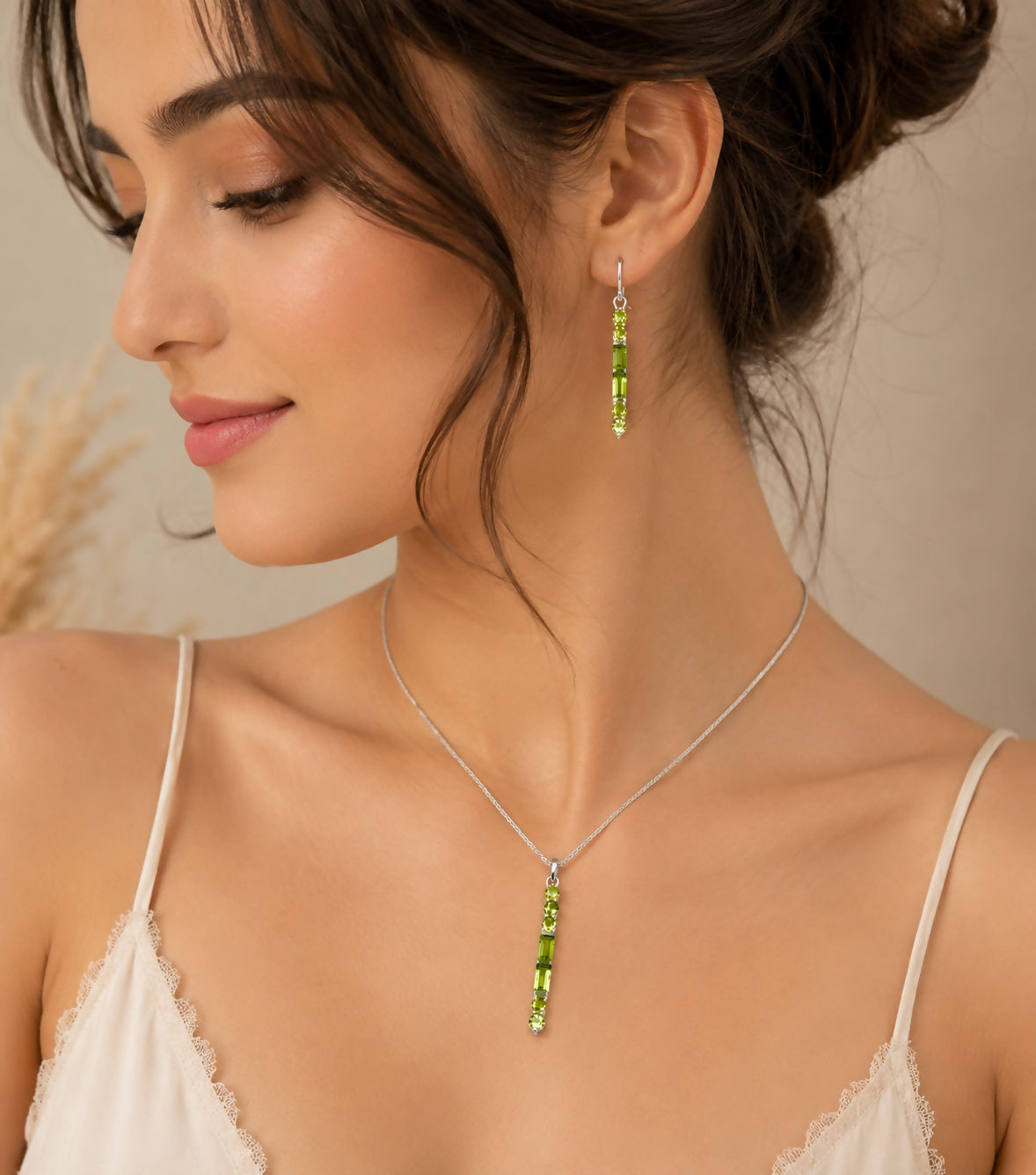 Verdant Natural Peridot 925 Sterling Silver Jewellery Set