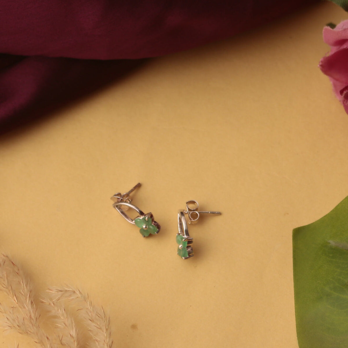 925 Sterling Silver Emerald Earrings for Women | Natural Green Gemstone Drop Earrings | Elegant Silver Jewelry Gift