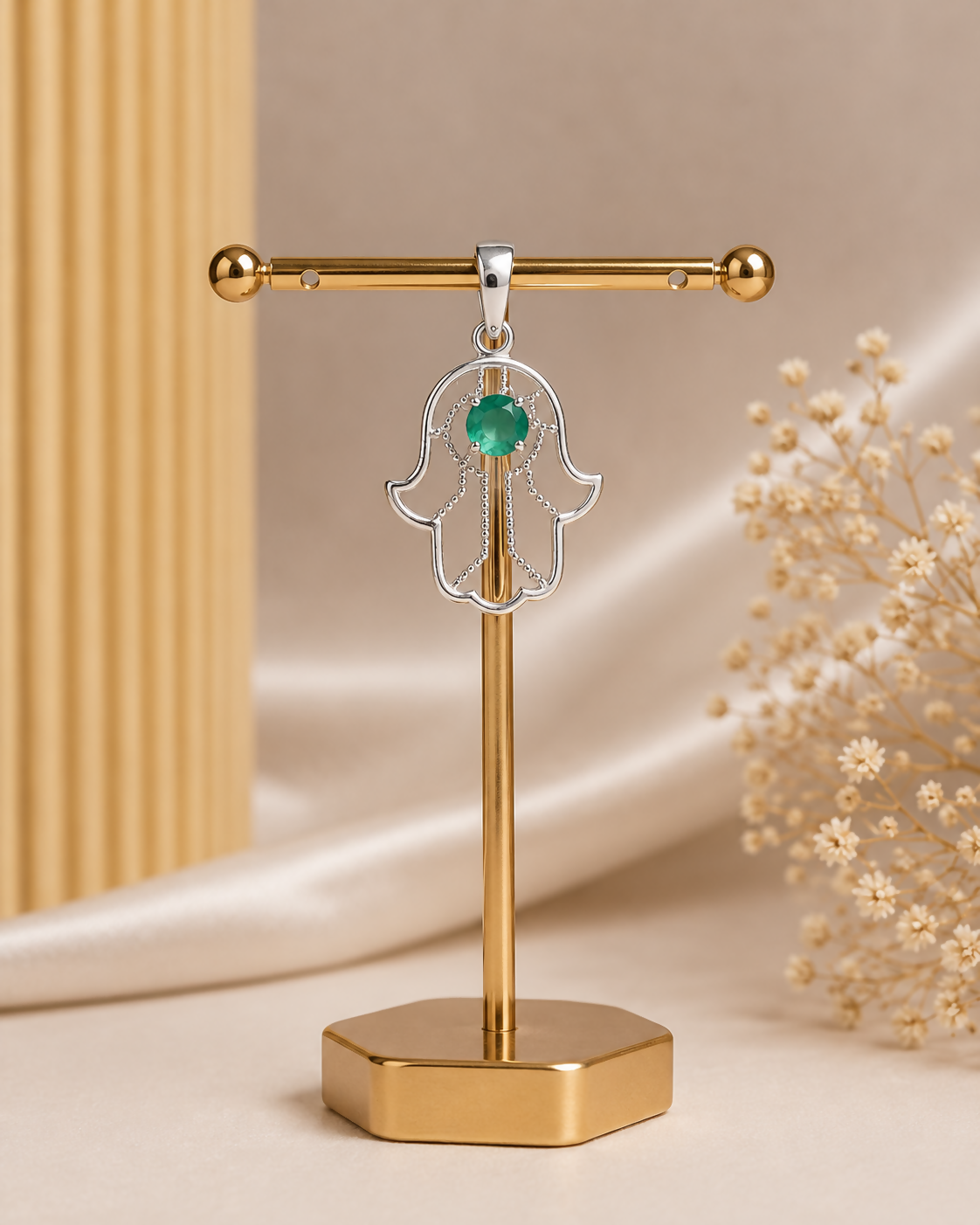 Natural Green Onyx Pendant | 925 Sterling Silver | Floral Pendant