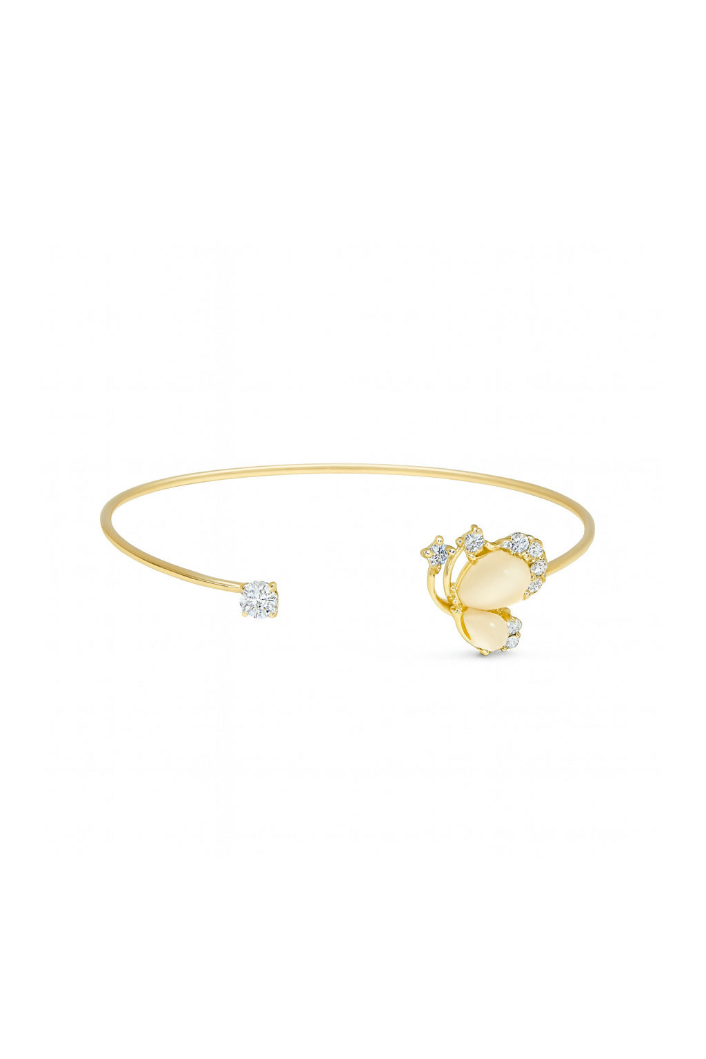 Anuradha Art Jewellery gold-plated floral design with shimmering white stone stud Adjustable cuff bracelet, Kada bracelet for women and girls.