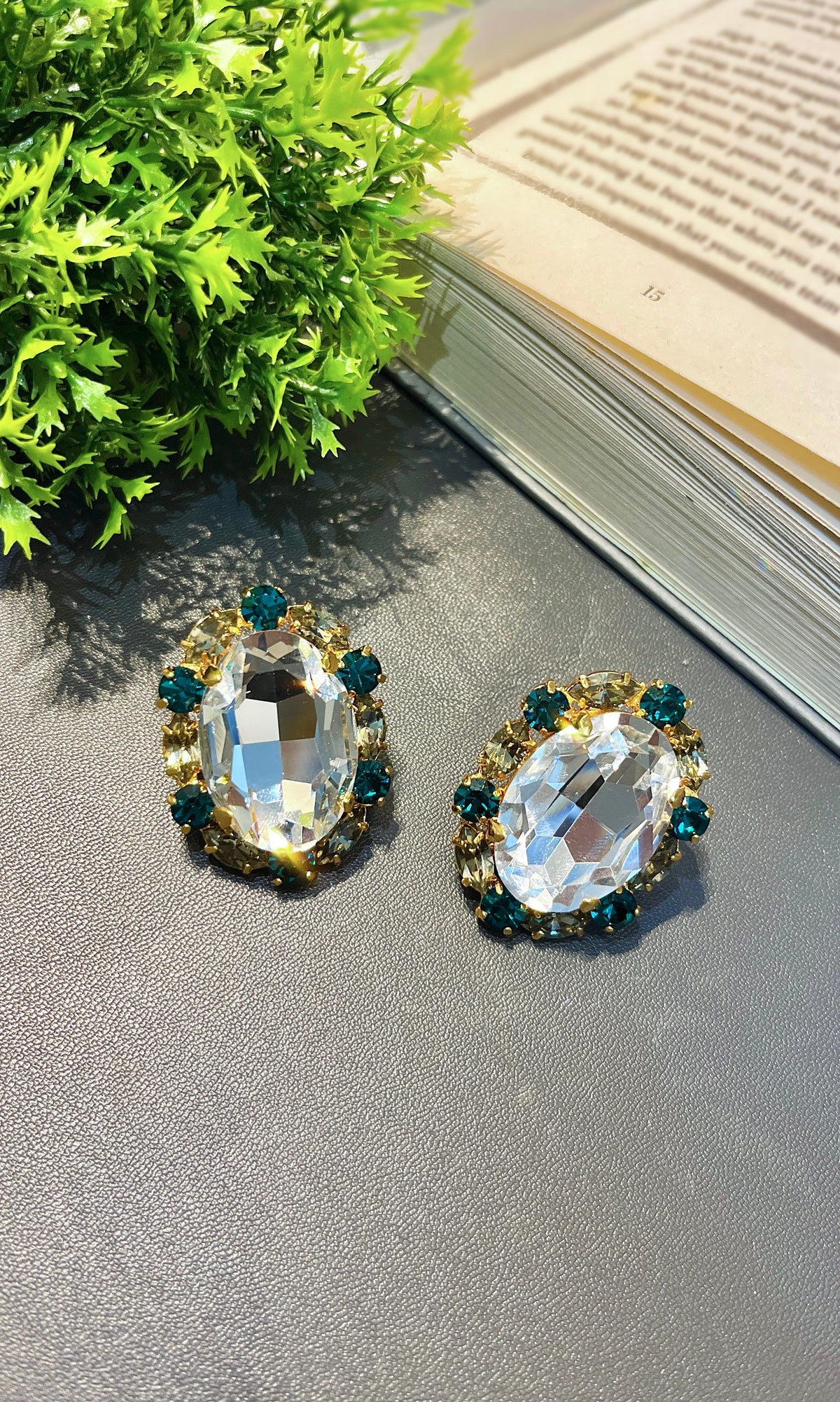 Chunky Gold Swarovski Stud Earrings