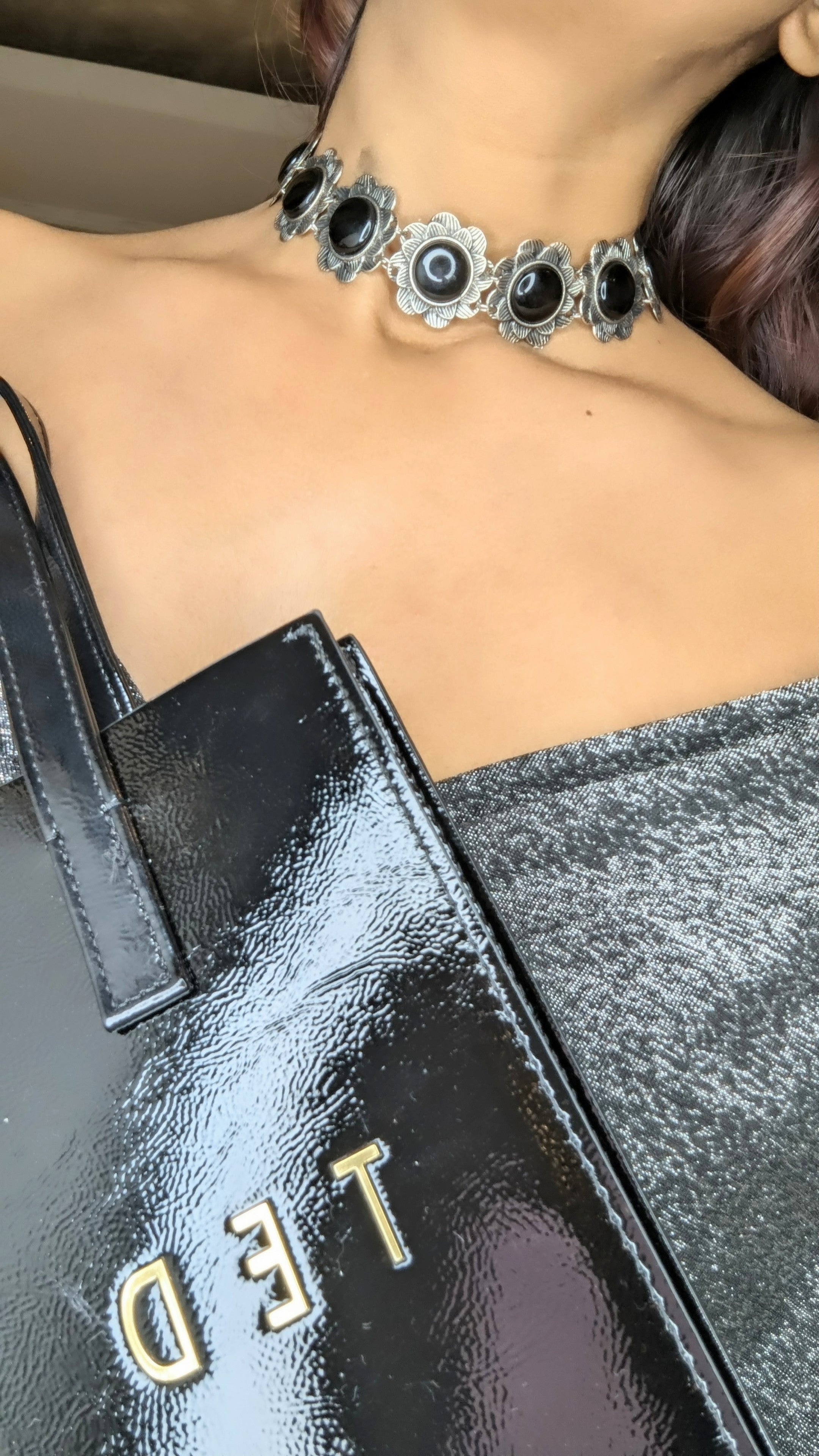 Noir Bloom Choker Necklace -Handmade & Adjustable