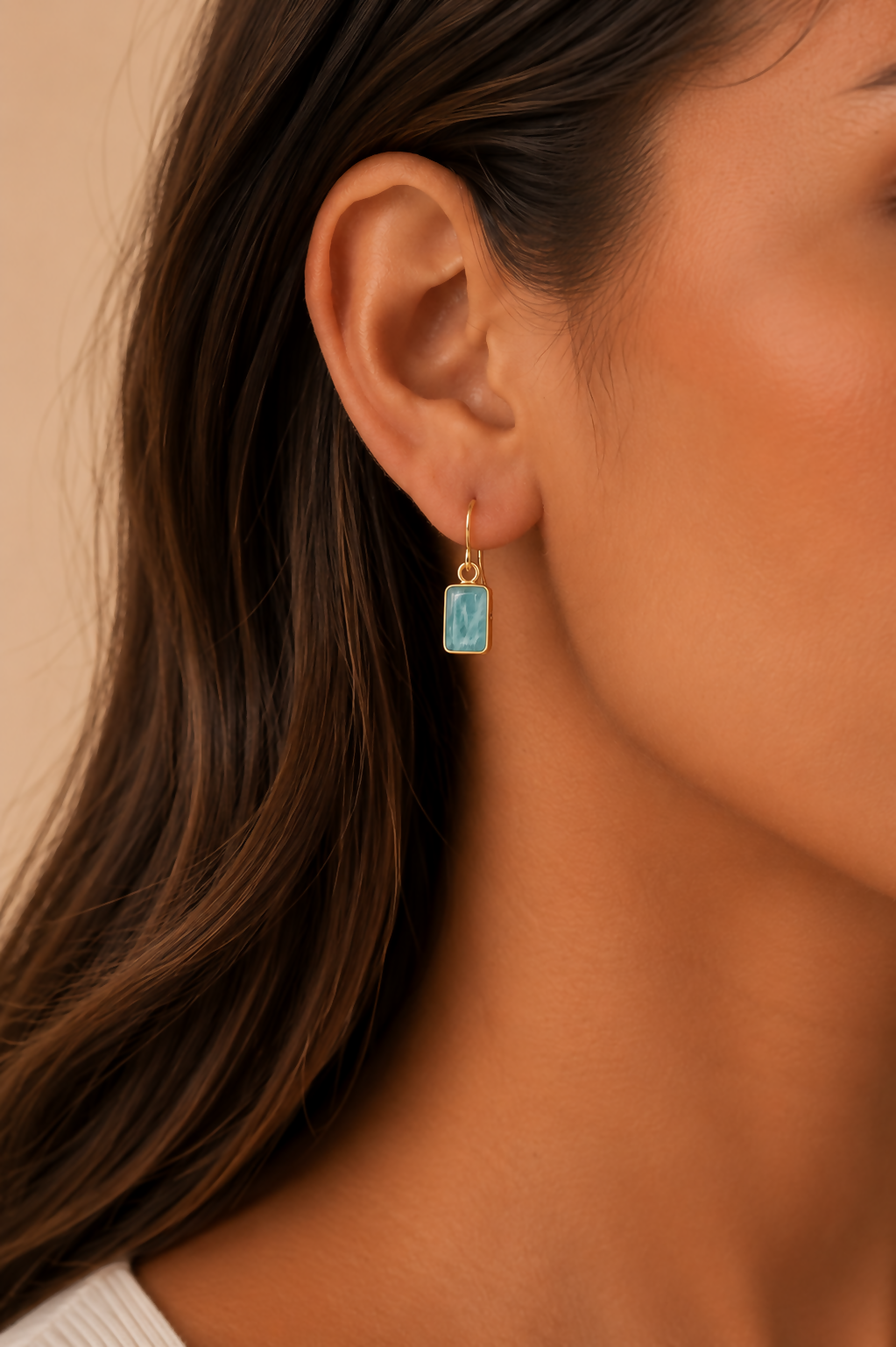 Azure Tile Amazonite Gold Plated 925 Sterling Silver Drop Earrings