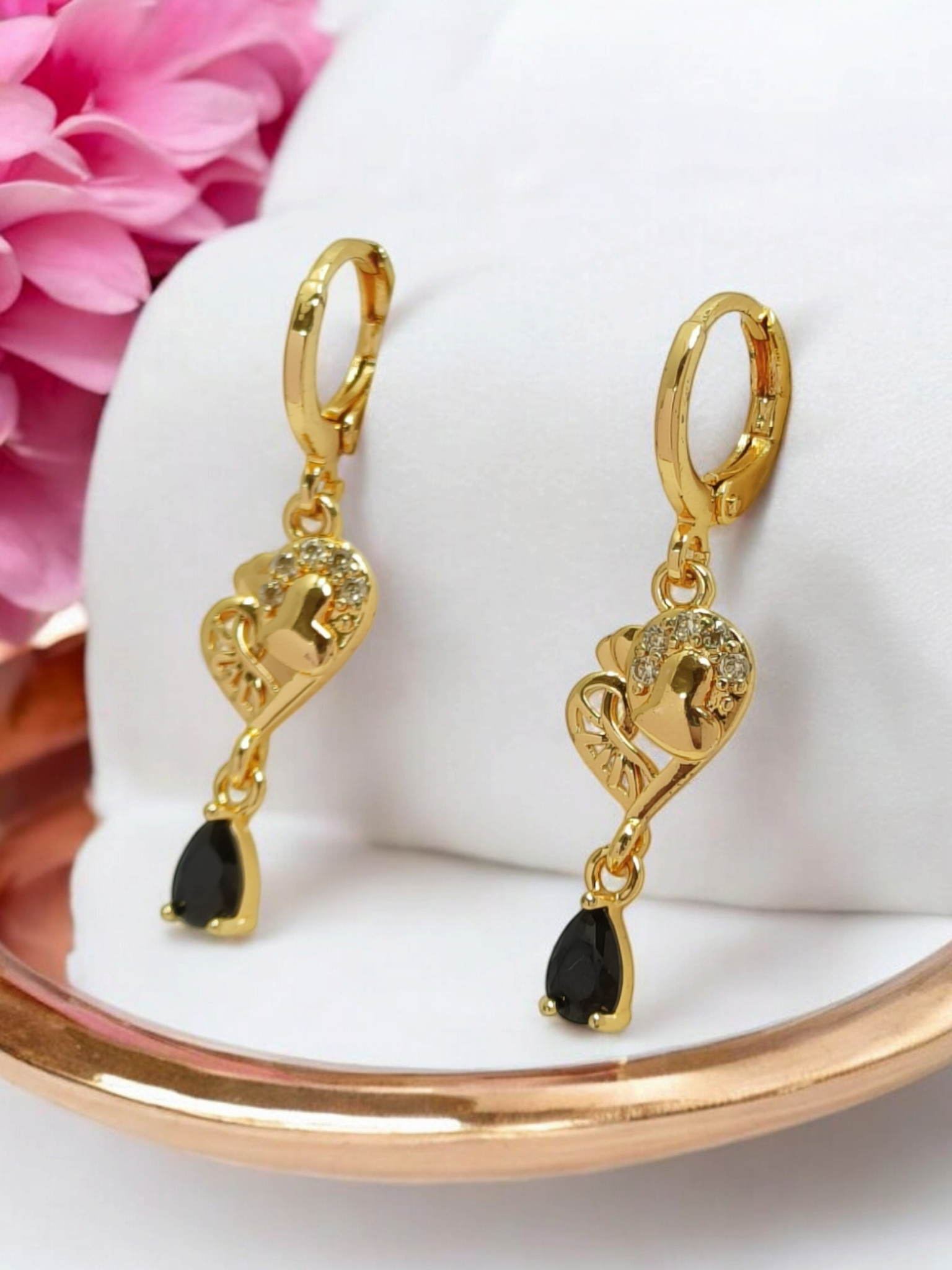 astria-jewellery-gold-plated-heart-drop-hoop-earrings-with-black-stone-for-women-crystal-accent-romantic-design-elegant-party-daily-wear-jewellery