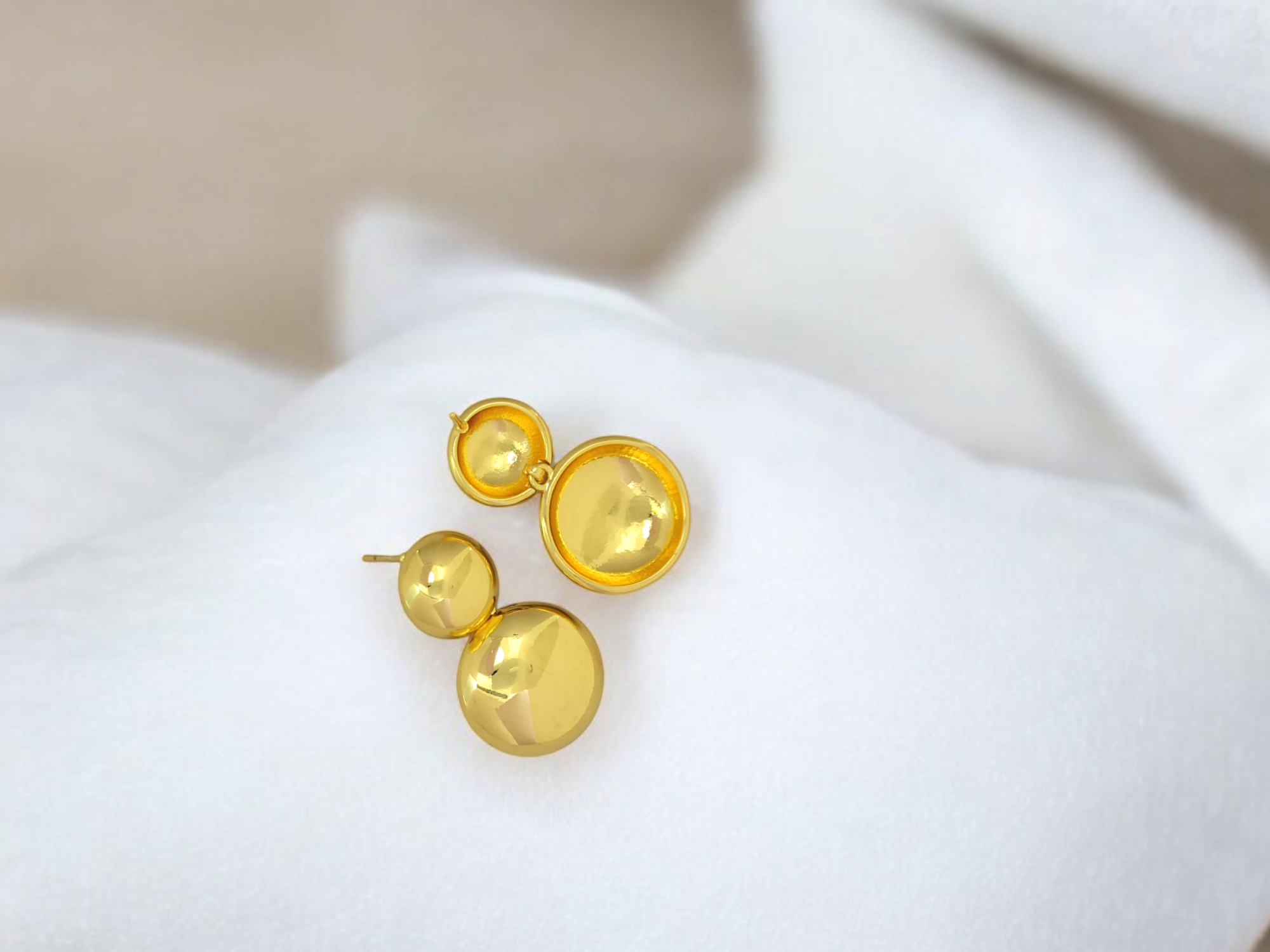 astria-jewellery-gold-plated-double-ball-drop-stud-earrings-for-women-minimal-geometric-design-elegant-daily-wear-party-jewellery
